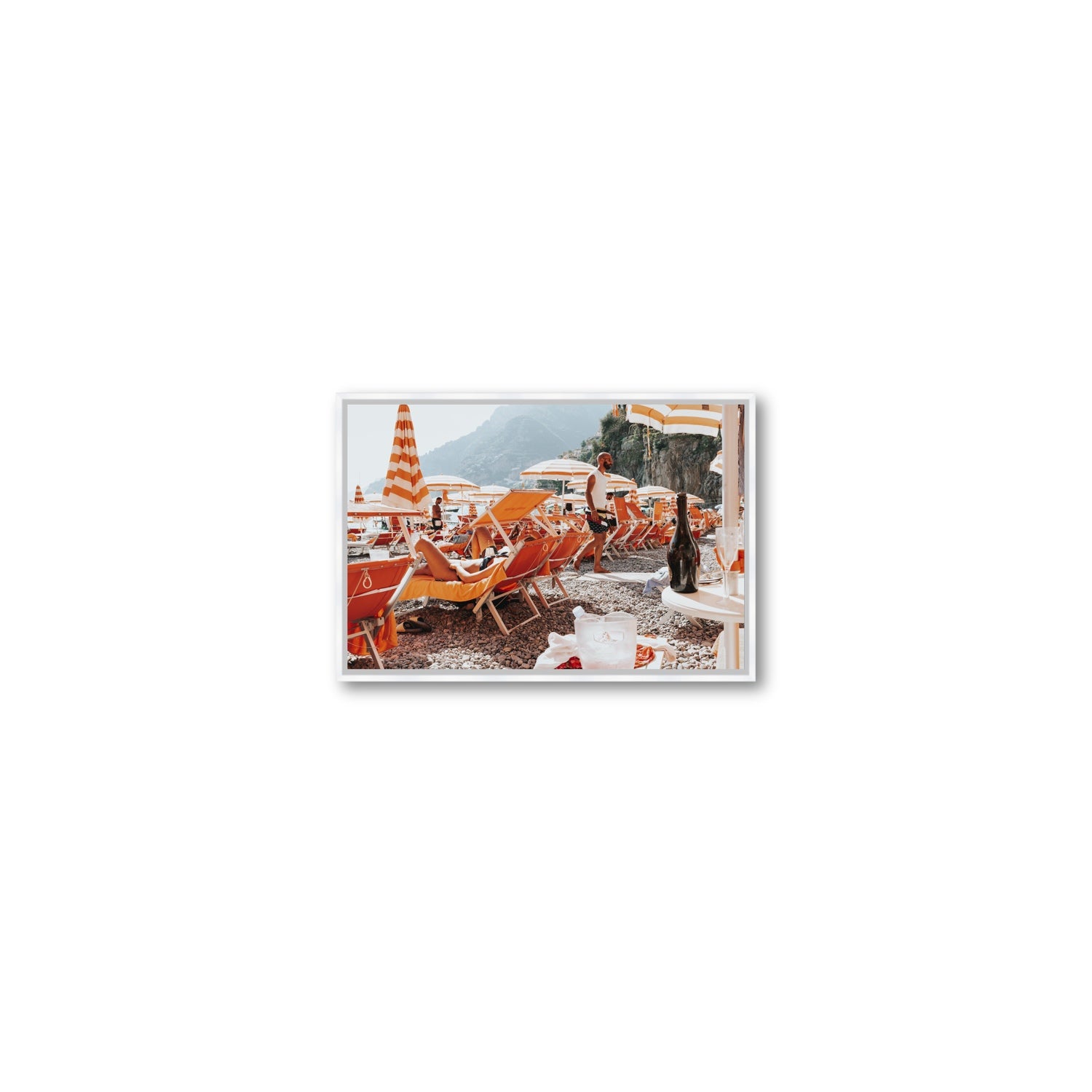 Zesty Shade Positano wall art Small fine art canvas in white float frame