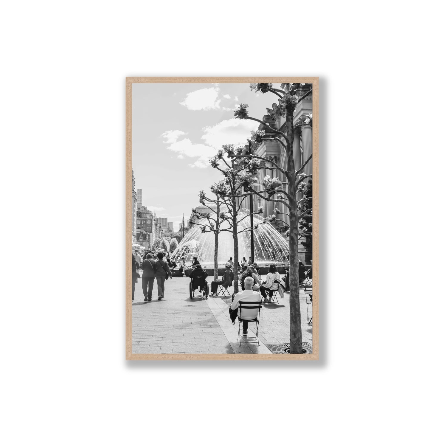 Luminary Noir New York NYC Black & White wall art Extra Large full-bleed fine art print in natural oak frame