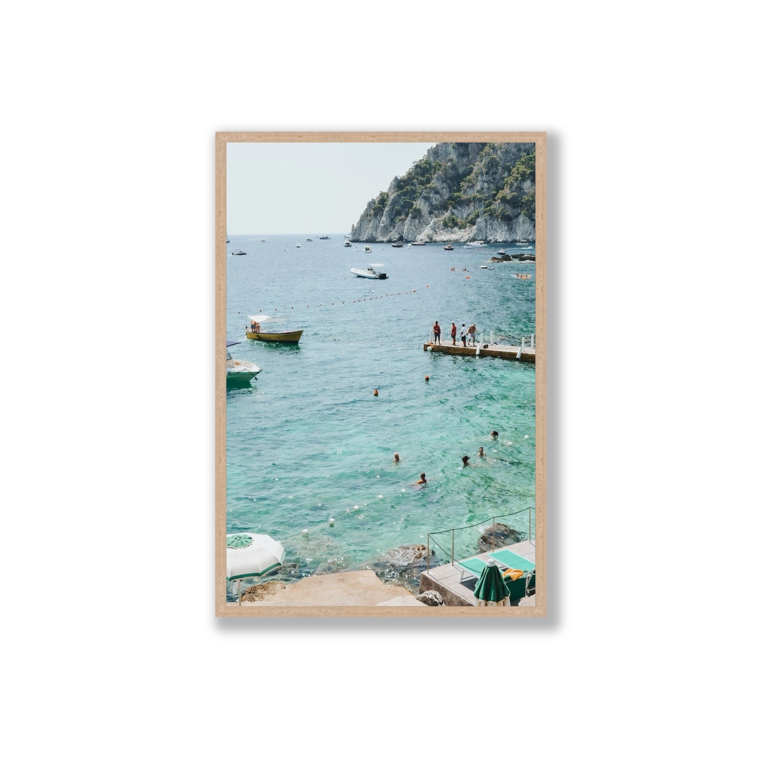 Delizia Pomeridiana Capri coastal wall art Extra Large full-bleed fine art print in natural oak frame