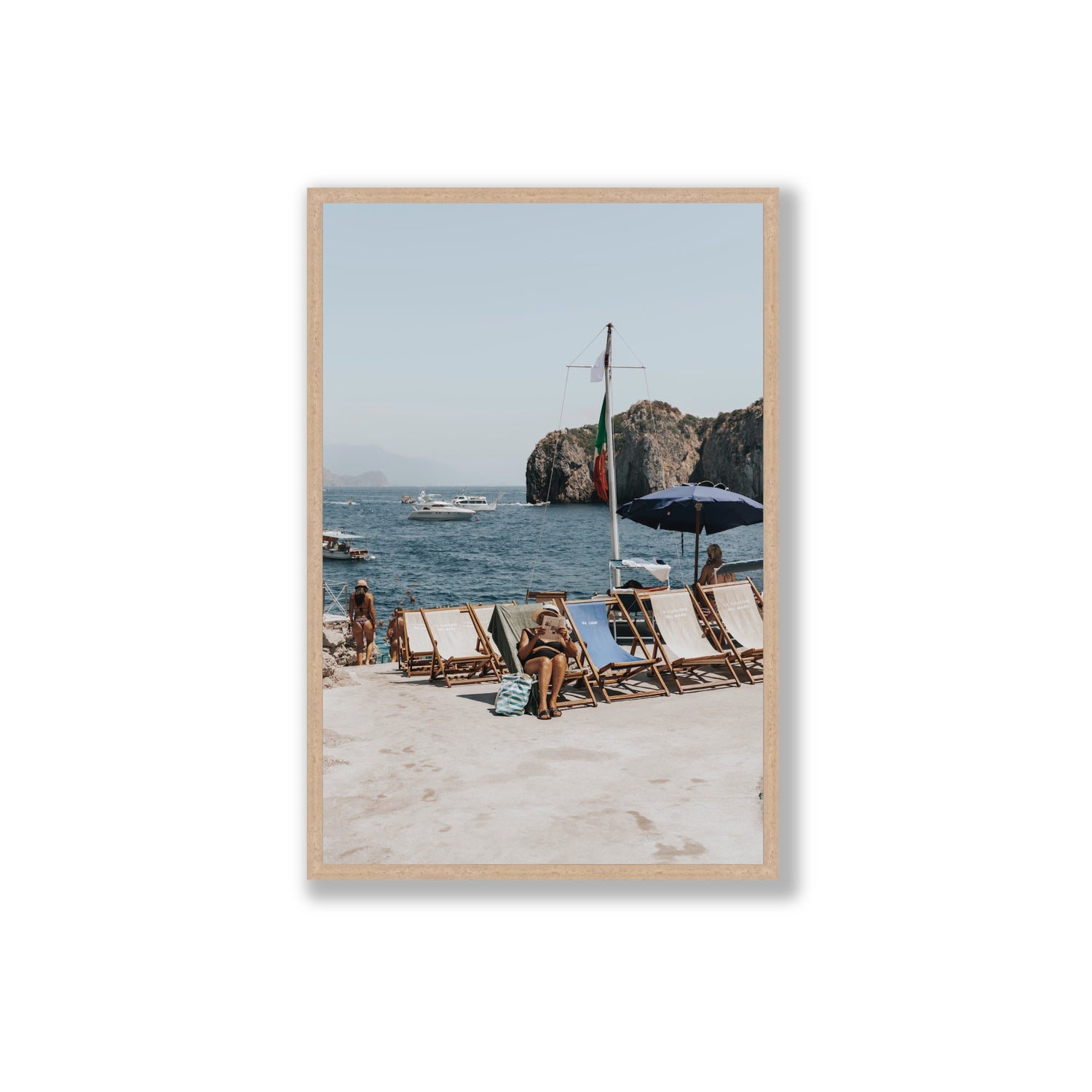 Vintage Sun Goddess fine art print, Capri, Italy, Extra Large, Natural Oak Frame · Full Bleed, Fine Art Print
