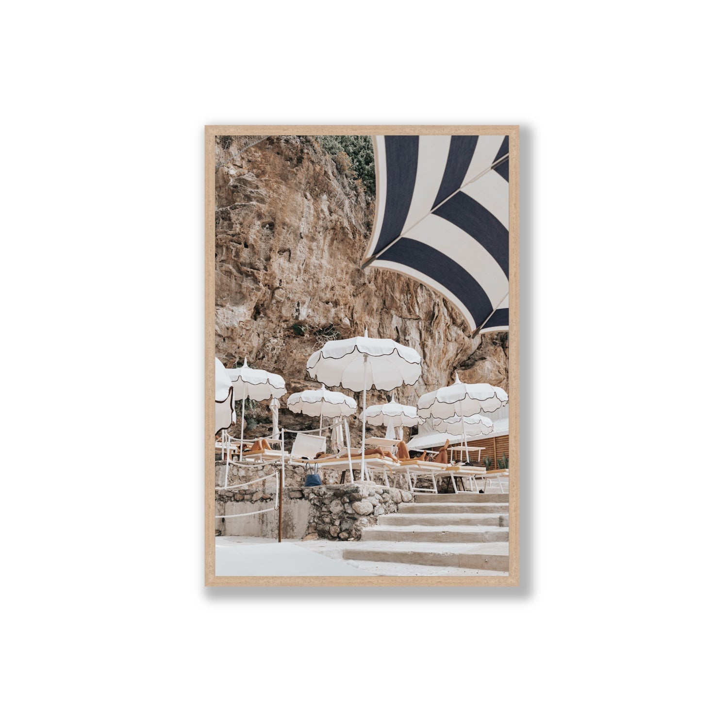Rocky Refuge fine art print, Positano, Italy, Extra Large, Natural Oak Frame · Full Bleed, Fine Art Print
