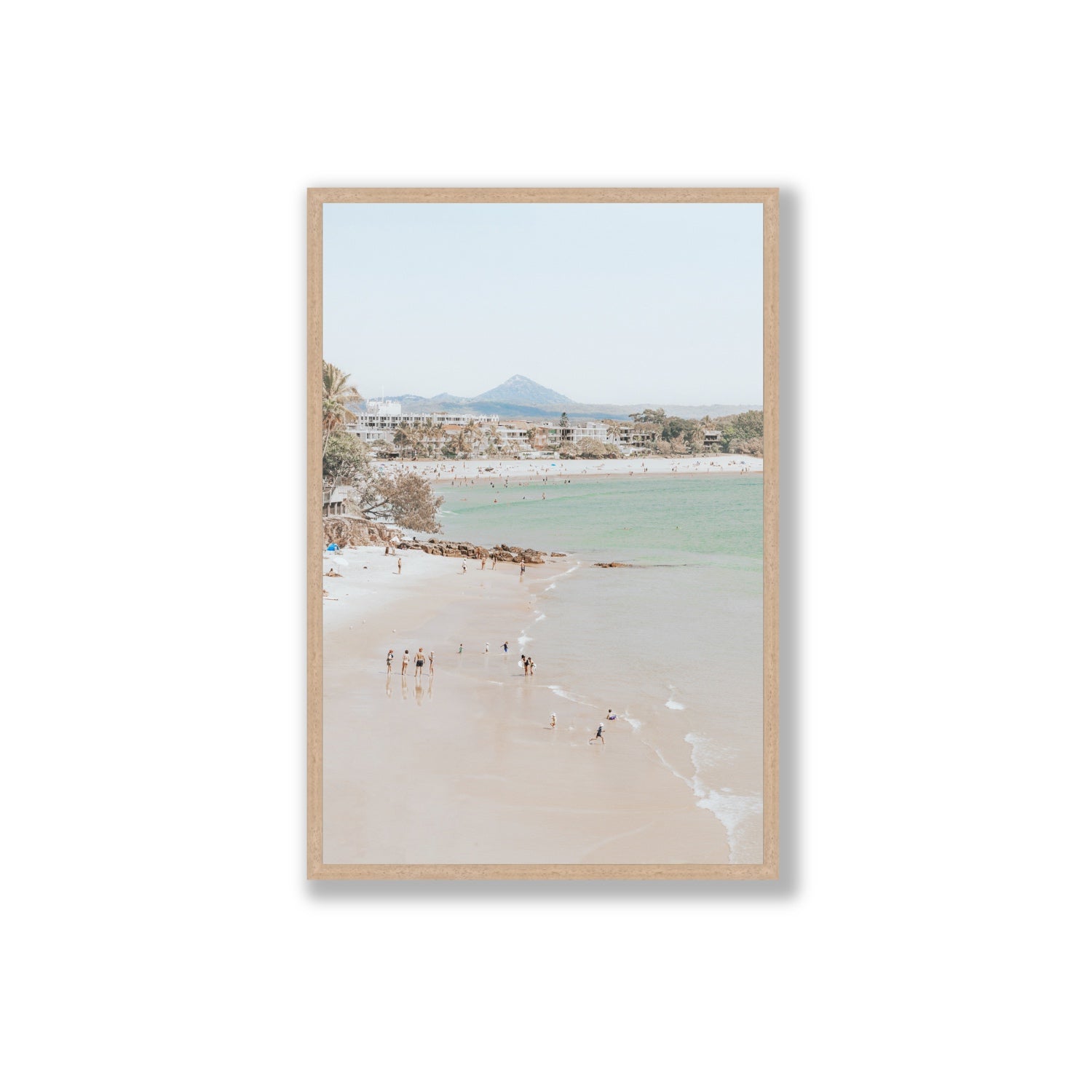 Little Cove Shallows fine art print, Noosa, Australia, coastal scenes artwork, Extra Large, Natural Oak Frame · Full Bleed, Fine Art Print