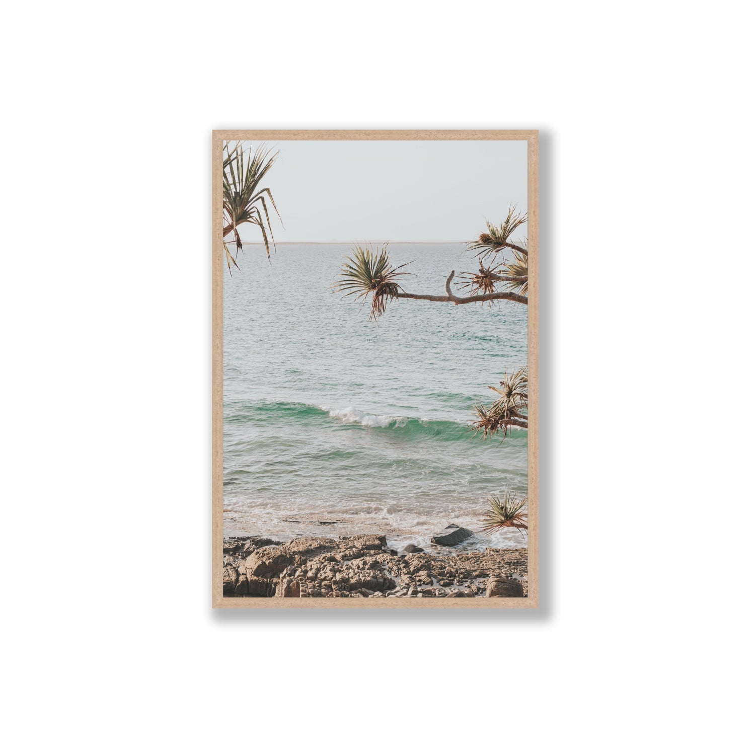 Good Vibrations fine art print, Noosa, Australia, coastal scenes artwork, Extra Large, Natural Oak Frame · Full Bleed, Fine Art Print