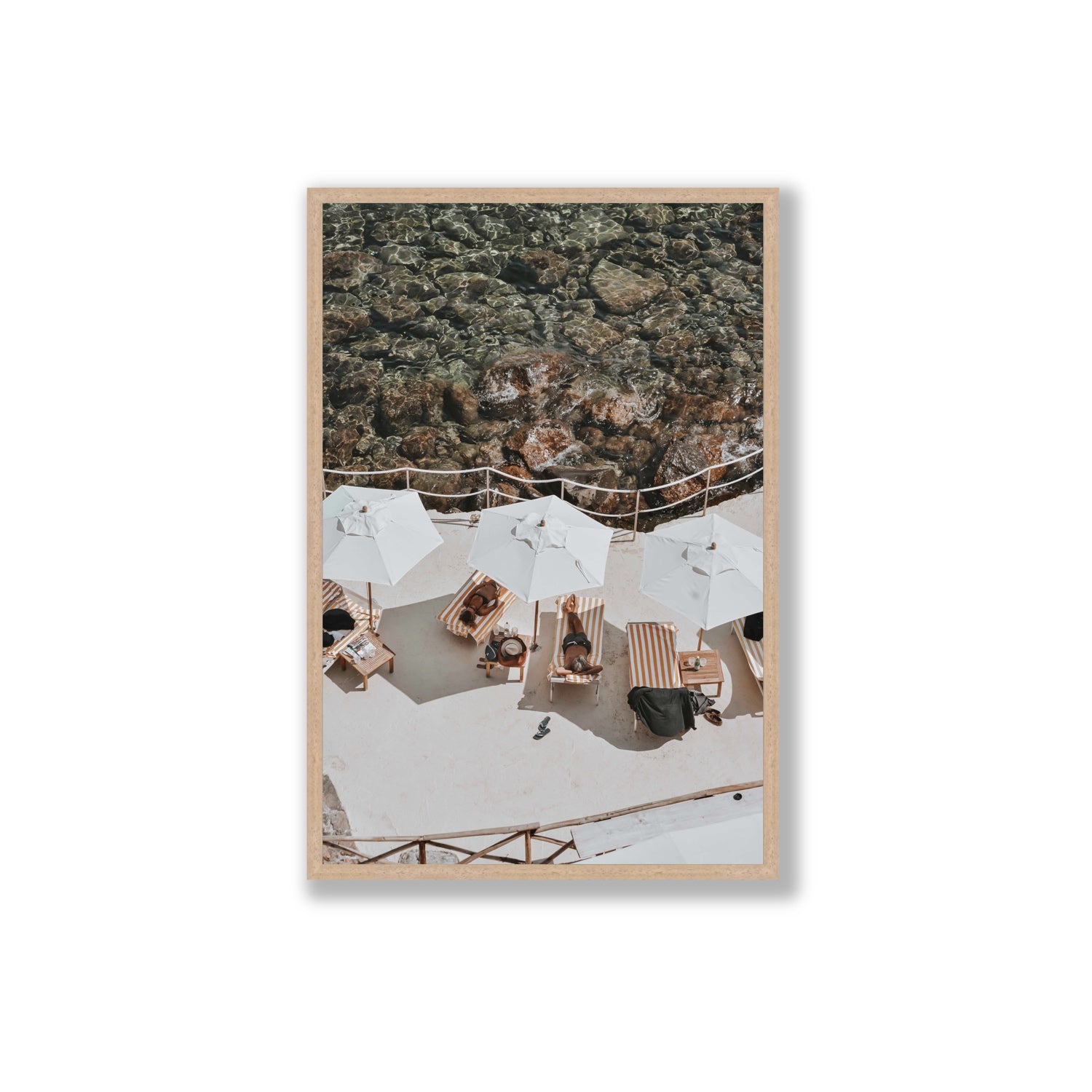 When Harry Met Sally Tuscany coastal wall art Extra Large full-bleed fine art print in natural oak frame