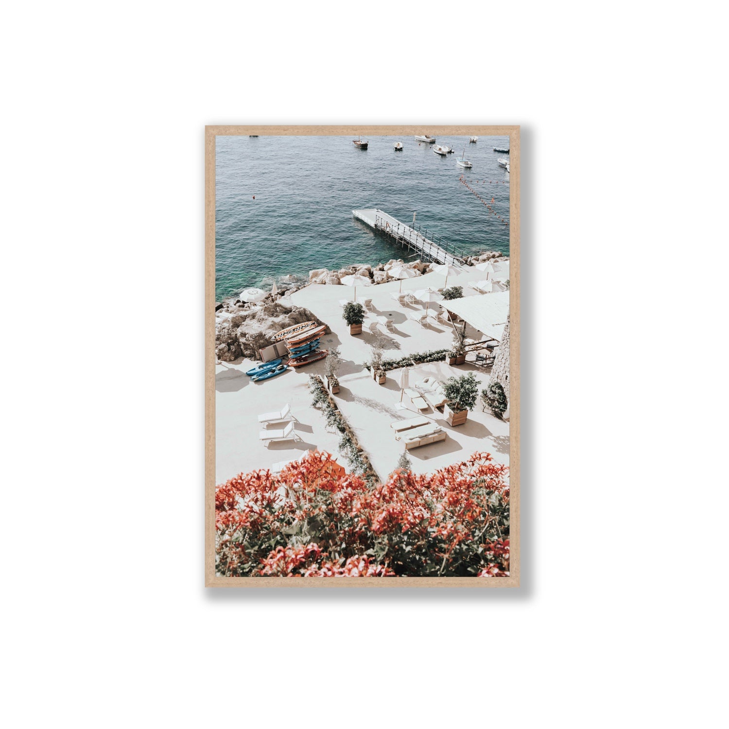 A Work of Art Amalfi coastal wall art Extra Large full-bleed fine art print in natural oak frame