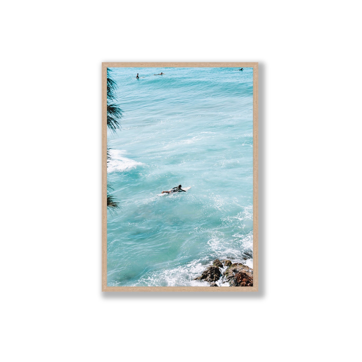 Blue Crush fine art print, Byron Bay, Australia, Extra Large, Natural Oak Frame · Full Bleed, Fine Art Print