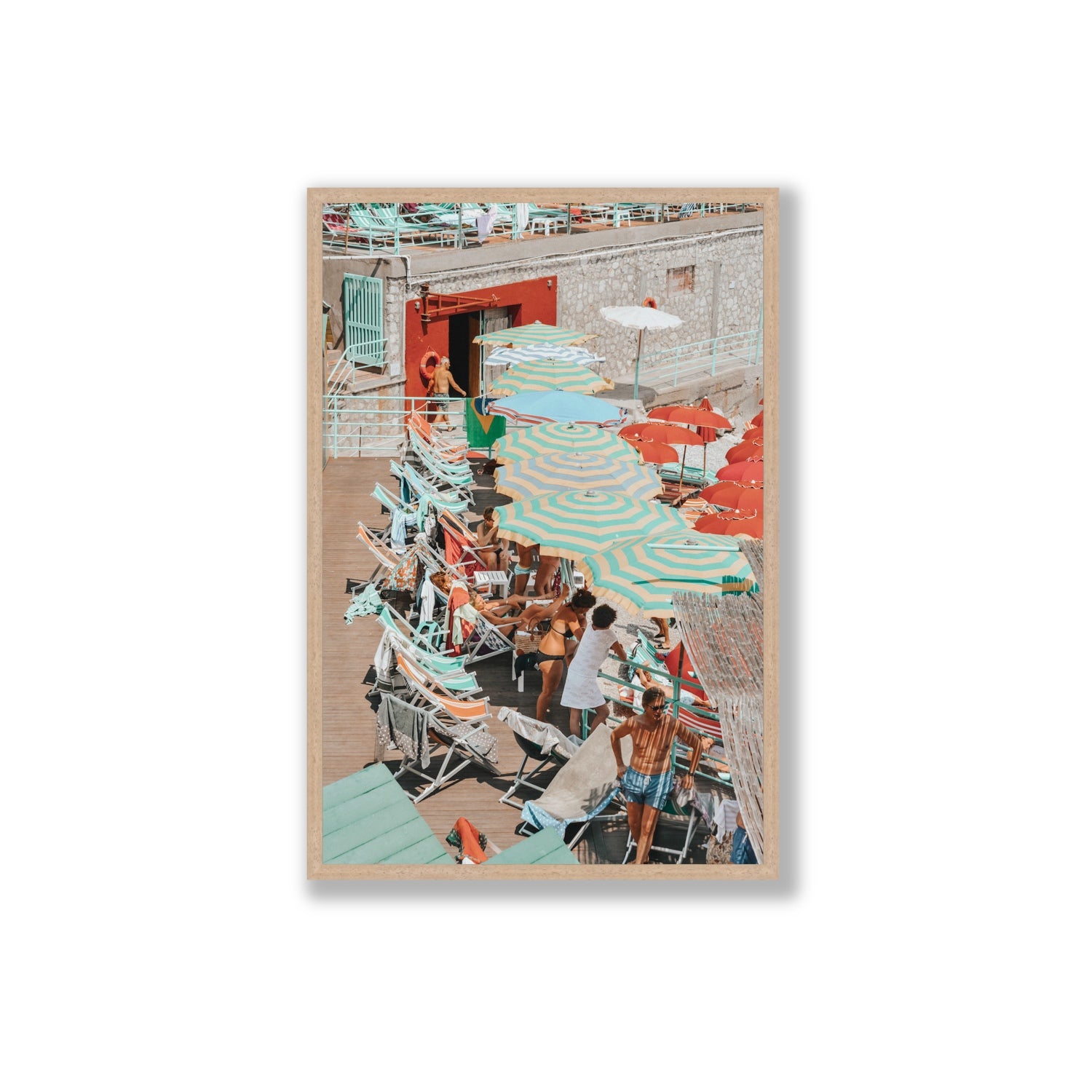 Colourful Canopy fine art print, Capri, Italy, Extra Large, Natural Oak Frame · Full Bleed, Fine Art Print