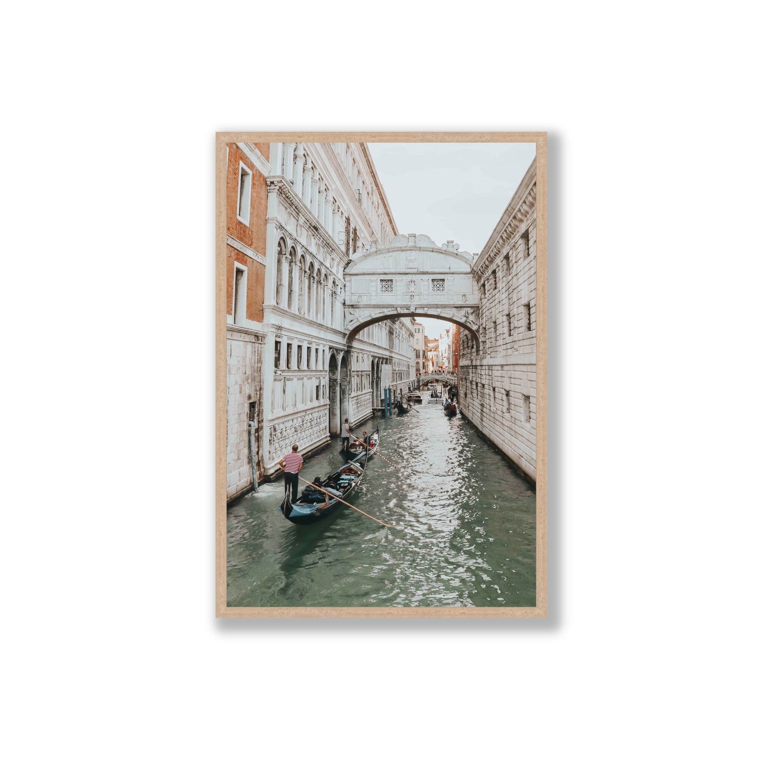 Bridge of Sighs Venice Gondola Italian wall art Extra Large full-bleed fine art print in natural oak frame
