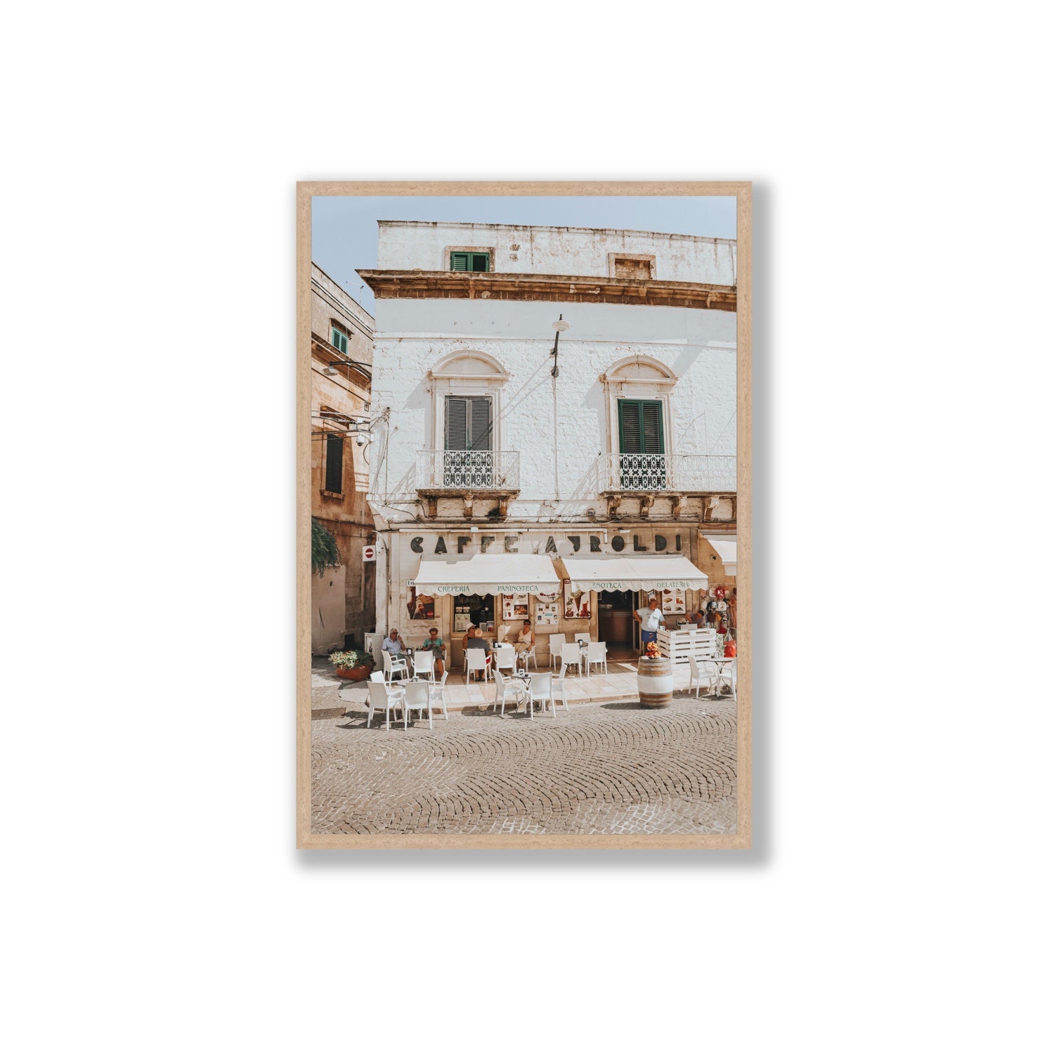 L'Ora di Pranzo Puglia L’Ora di Pranzo Italian art print Extra Large full-bleed fine art print in natural oak frame