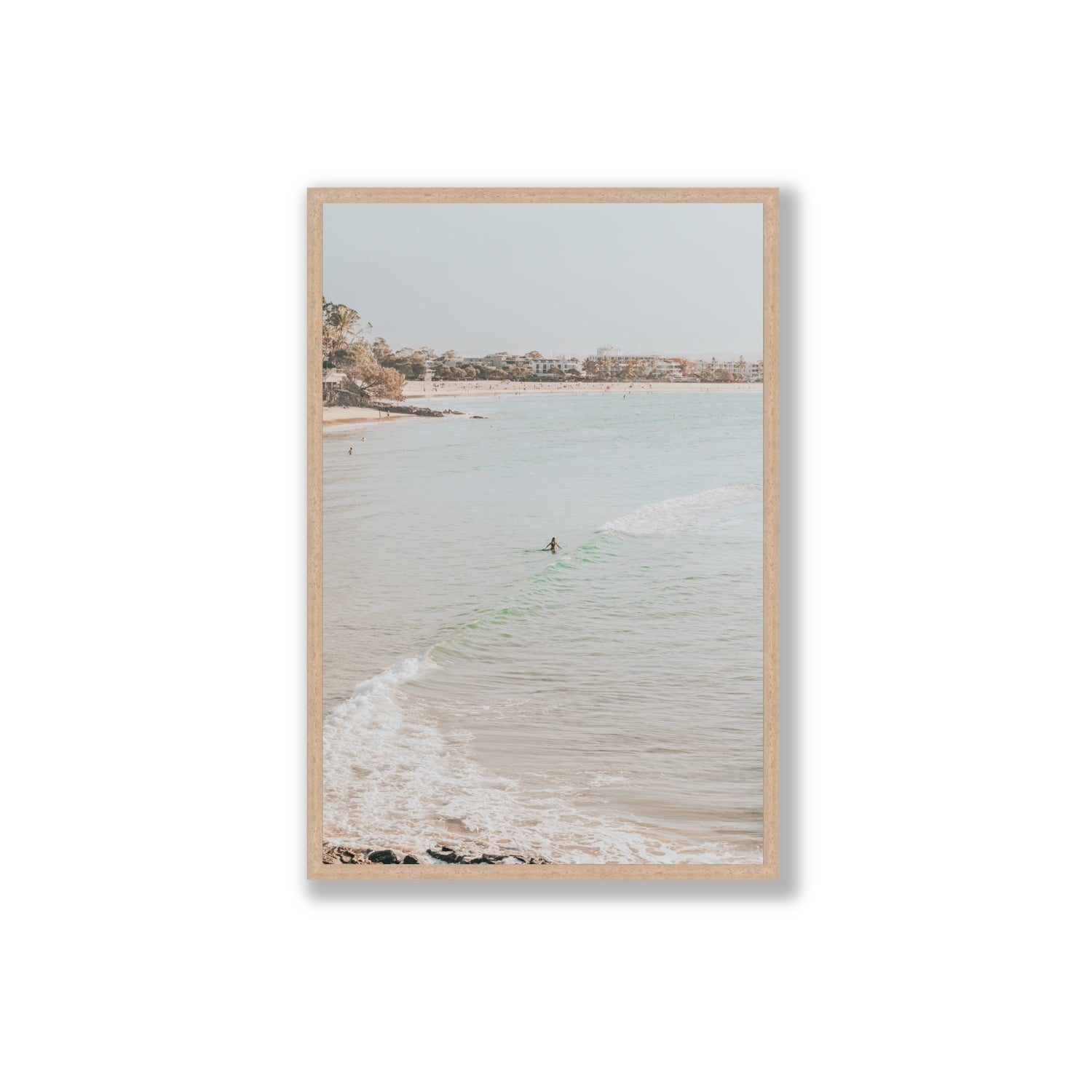 Salt Reverie fine art print, Noosa, Australia, coastal scenes artwork, Extra Large, Natural Oak Frame · Full Bleed, Fine Art Print