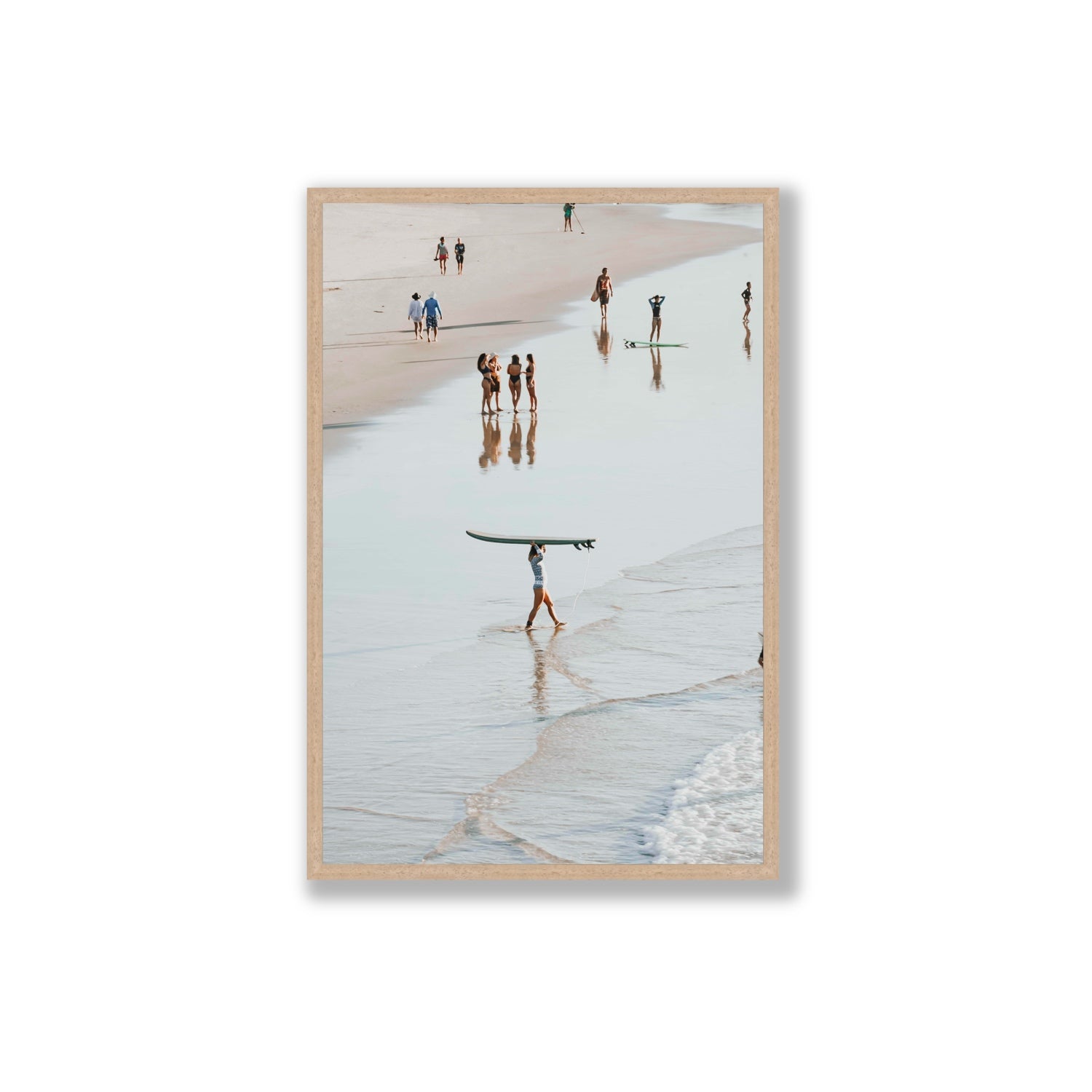 Bailey Byron Bay beach coastal decor wall art Extra Large full-bleed fine art print in natural oak frame
