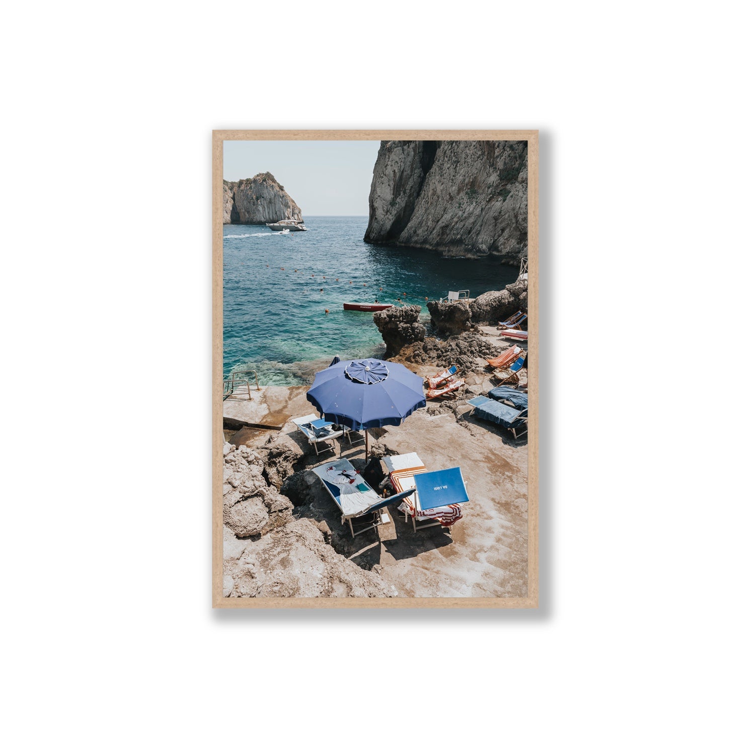 Lonely Loungers fine art print, Capri, Italy, Extra Large, Natural Oak Frame · Full Bleed, Fine Art Print