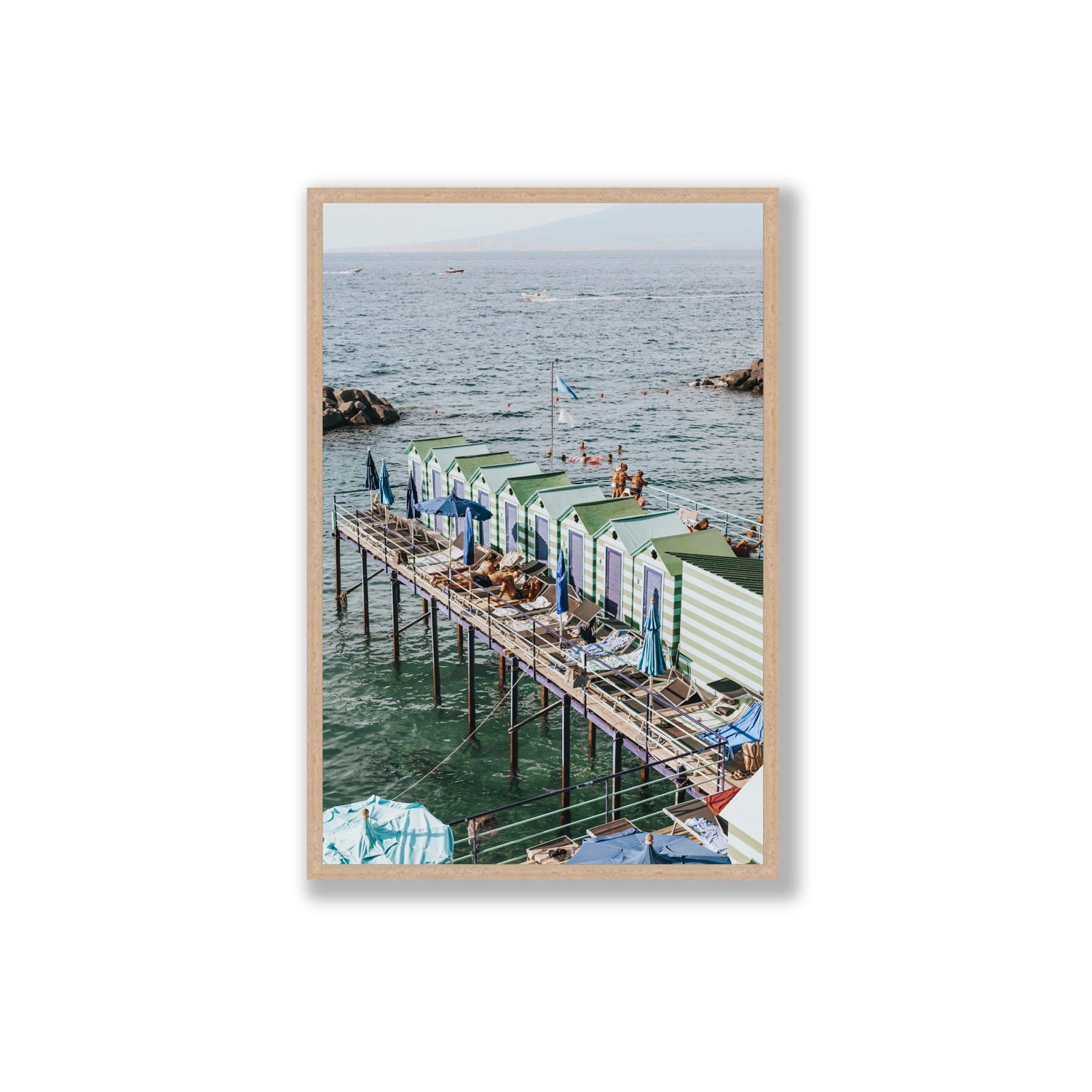 Cabine da Spiaggia fine art print, Sorrento, Italy, Extra Large, Natural Oak Frame · Full Bleed, Fine Art Print