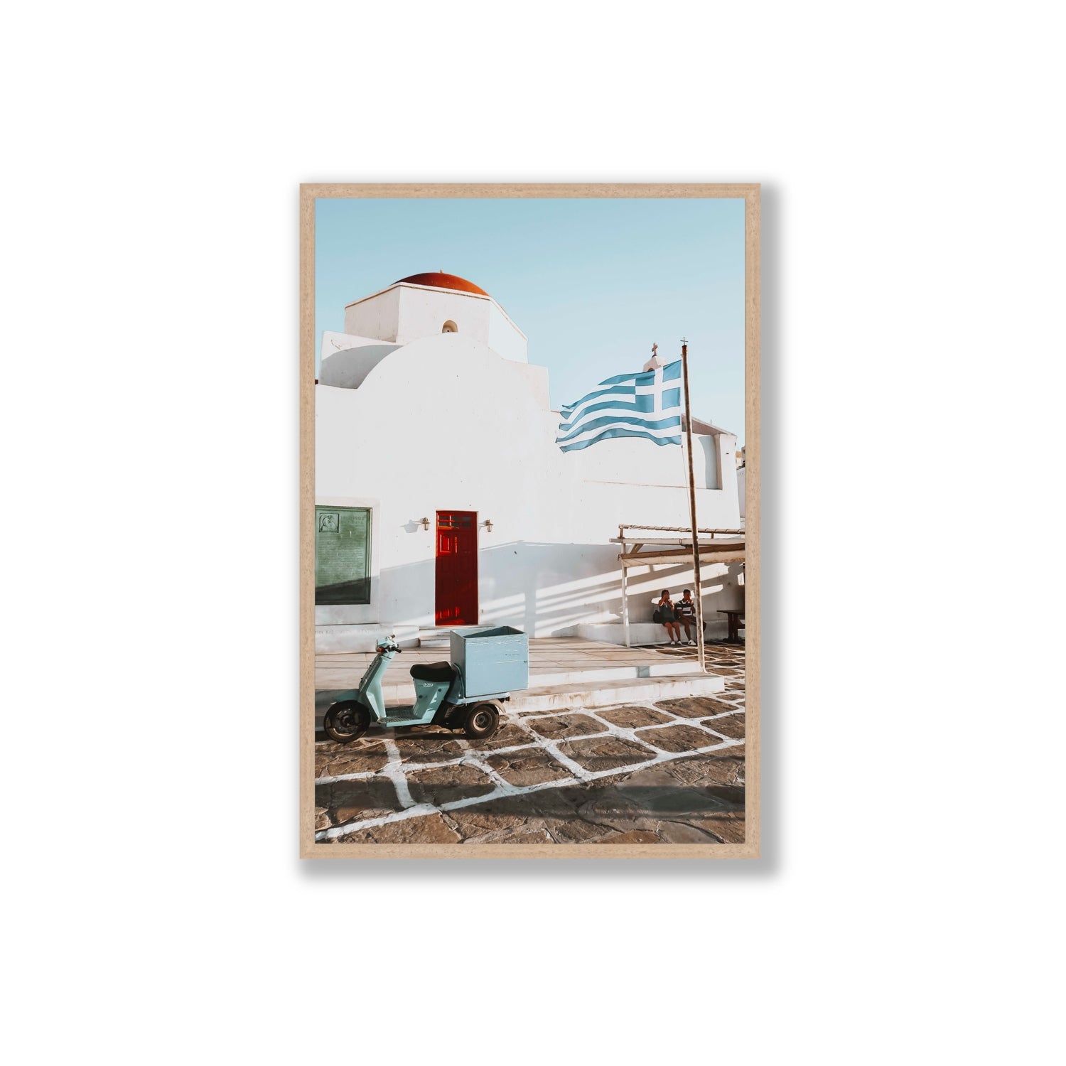 Mykonos Postcard fine art print, Mykonos, Greece, Extra Large, Natural Oak Frame · Full Bleed, Fine Art Print