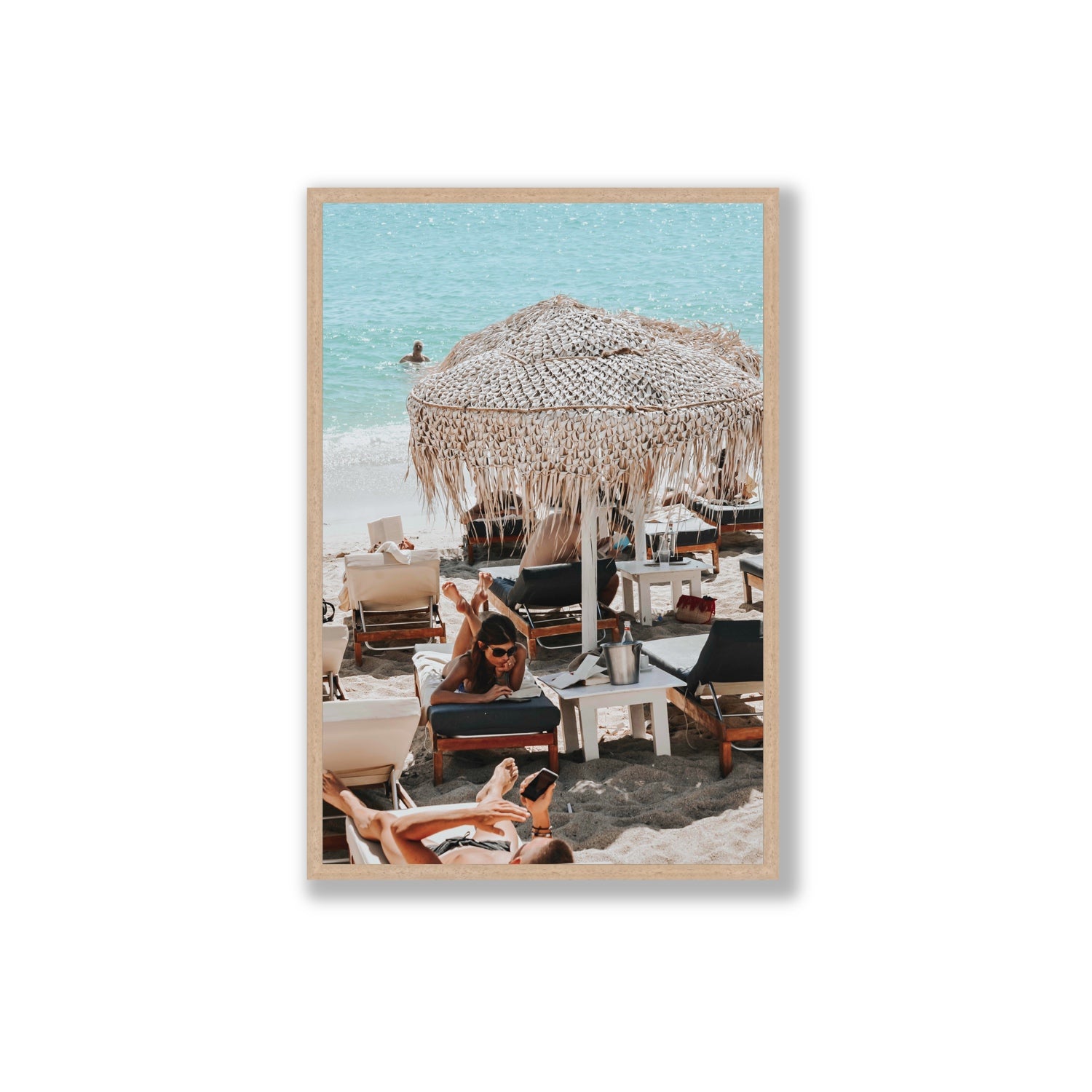 In The Zone Mykonos Greek island wall art Extra Large full-bleed fine art print in natural oak frame