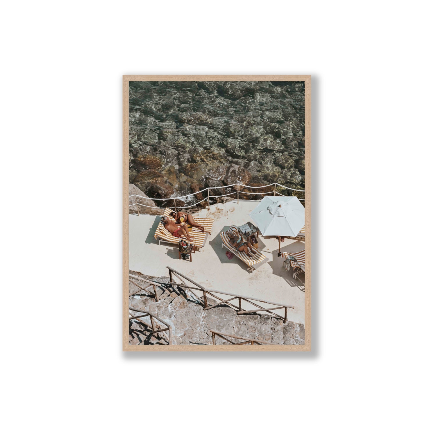 Lounge Lizards Tuscany Italian decor wall art Extra Large full-bleed fine art print in natural oak frame