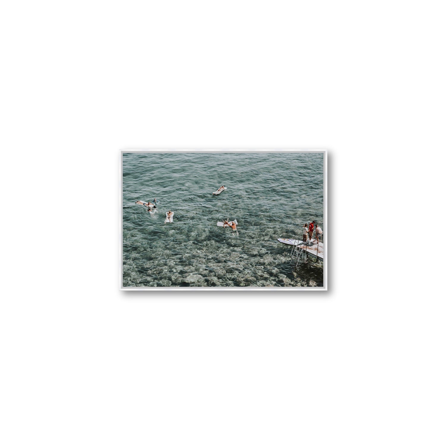 Having A Whale Of A Time Tuscany coastal wall art Medium fine art canvas in white float frame