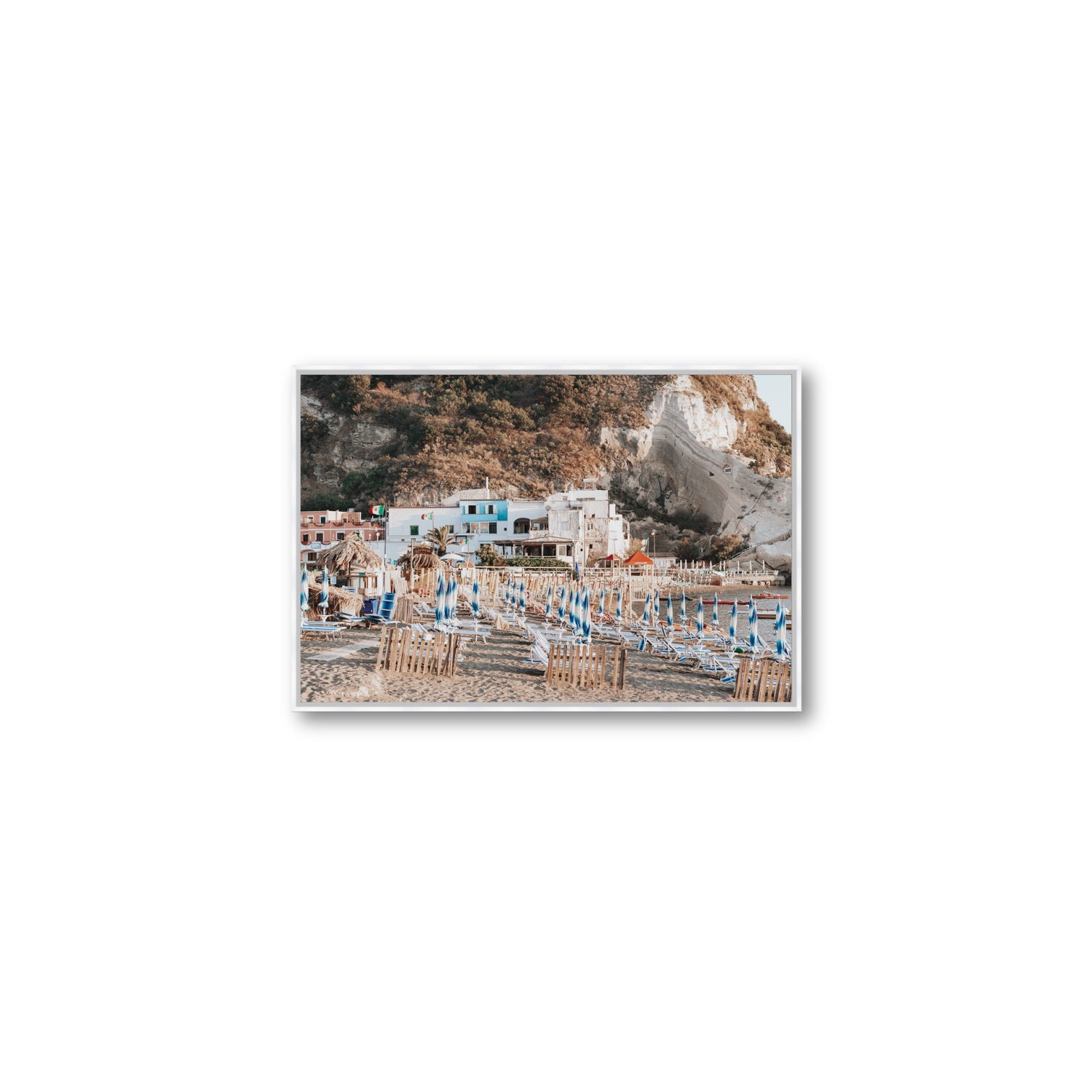 Sant' Angelo Ischia Italian coastal wall art Medium fine art canvas in white float frame
