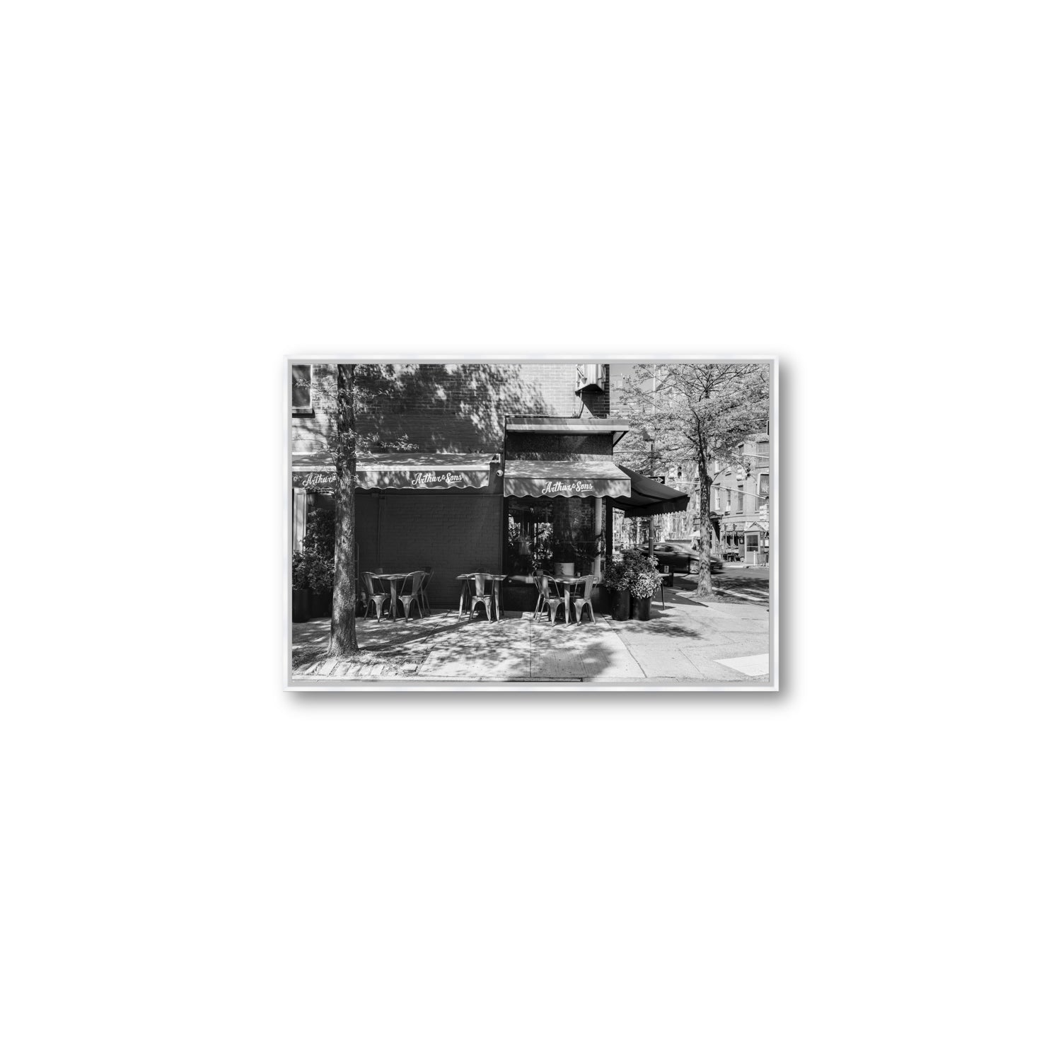 Arthur's Corner New York NYC Restaurant wall art Medium fine art canvas in white float frame