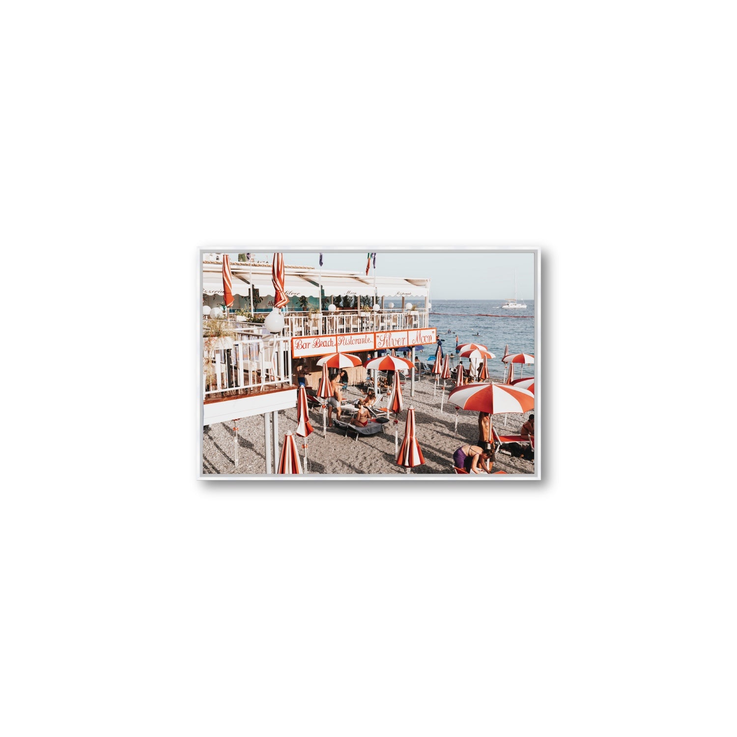 Silver Moon Amalfi Mediterranean wall art Medium fine art canvas in white float frame