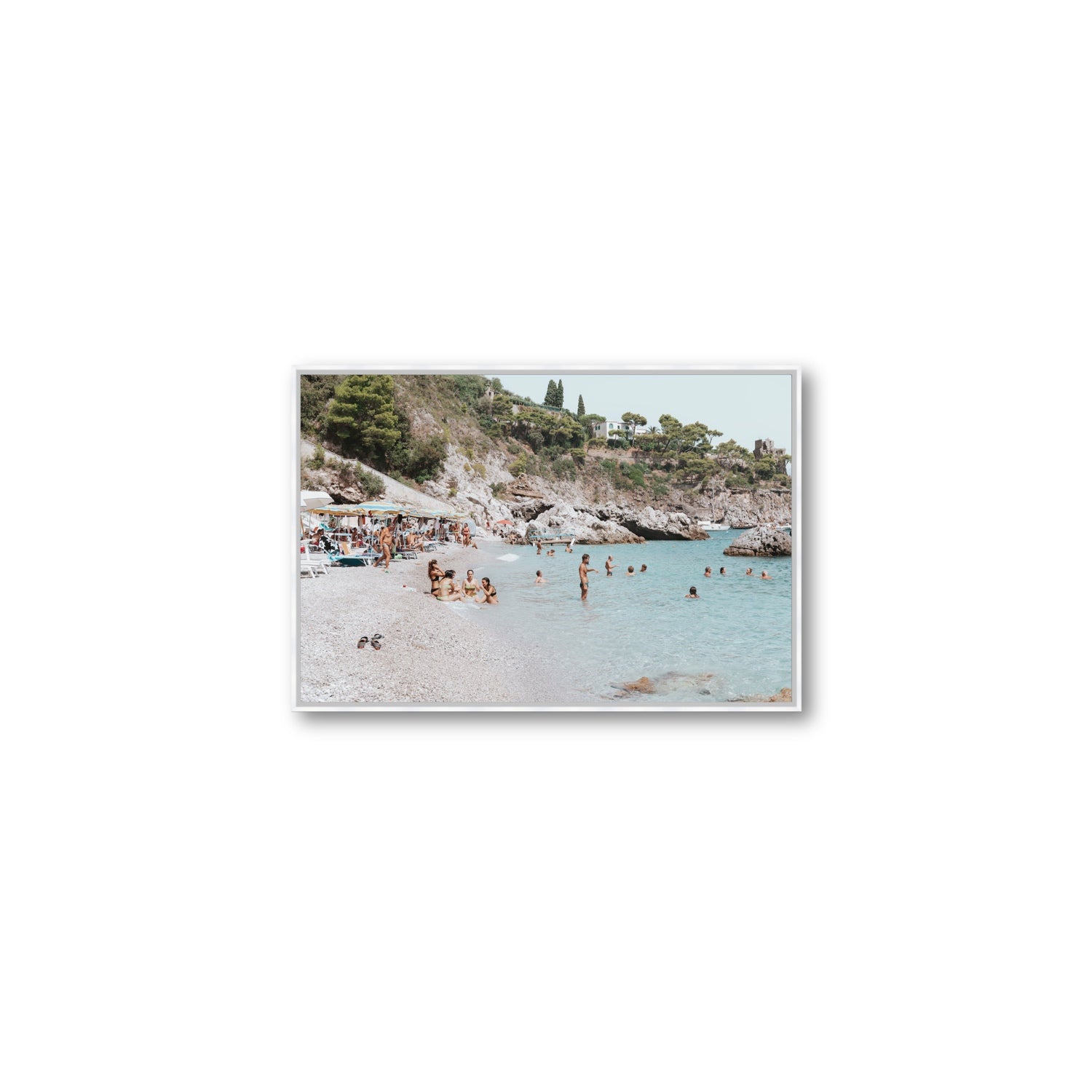 La Vacanza Amalfi Mediterranean wall art Medium fine art canvas in white float frame
