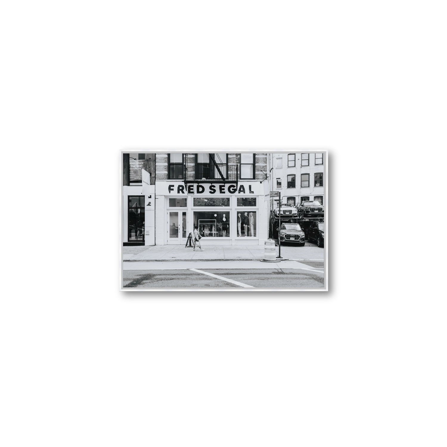 Noir York New York NYC Black & White wall art Medium fine art canvas in white float frame