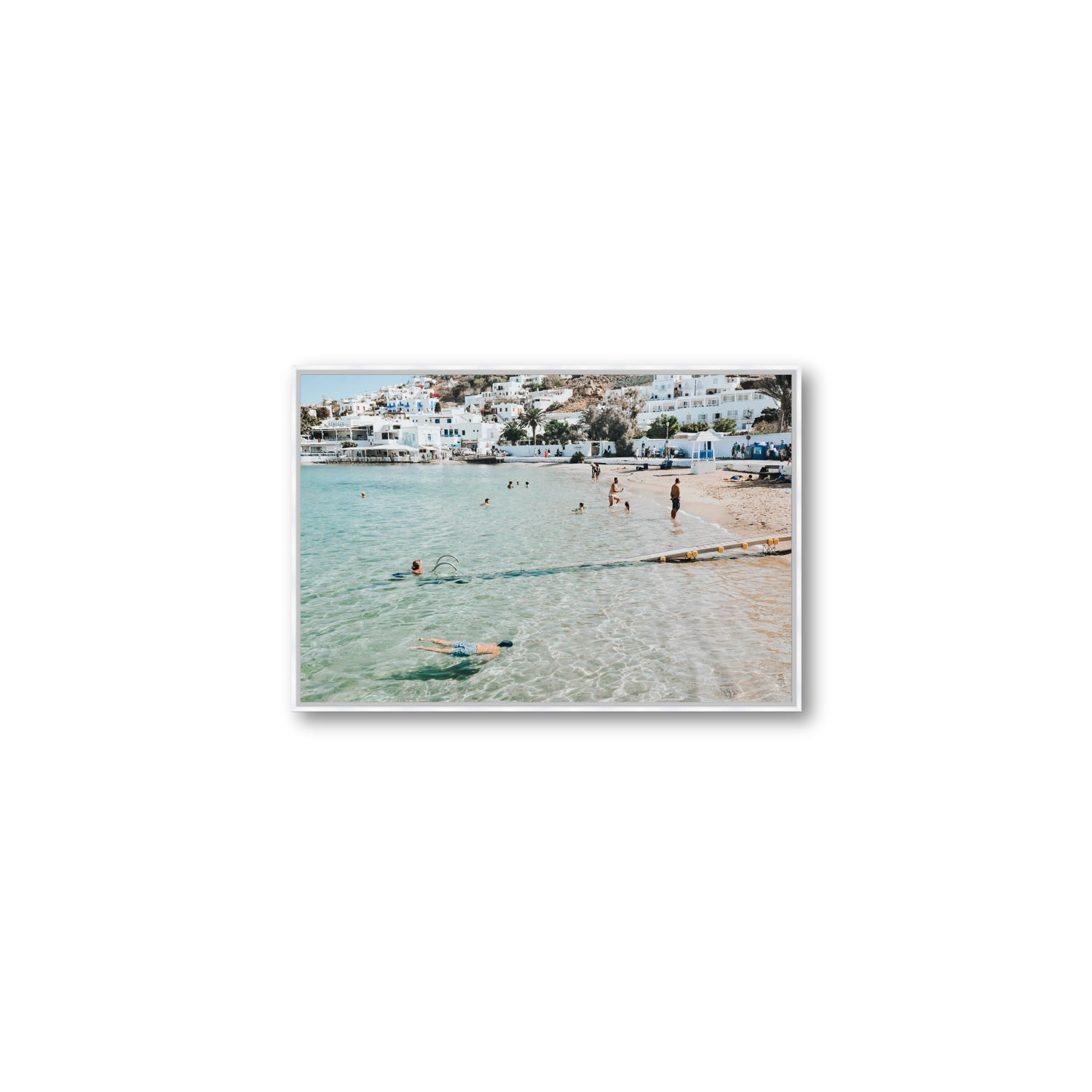 Bathe Yourself In Beauty Mykonos Greek island wall art Medium fine art canvas in white float frame