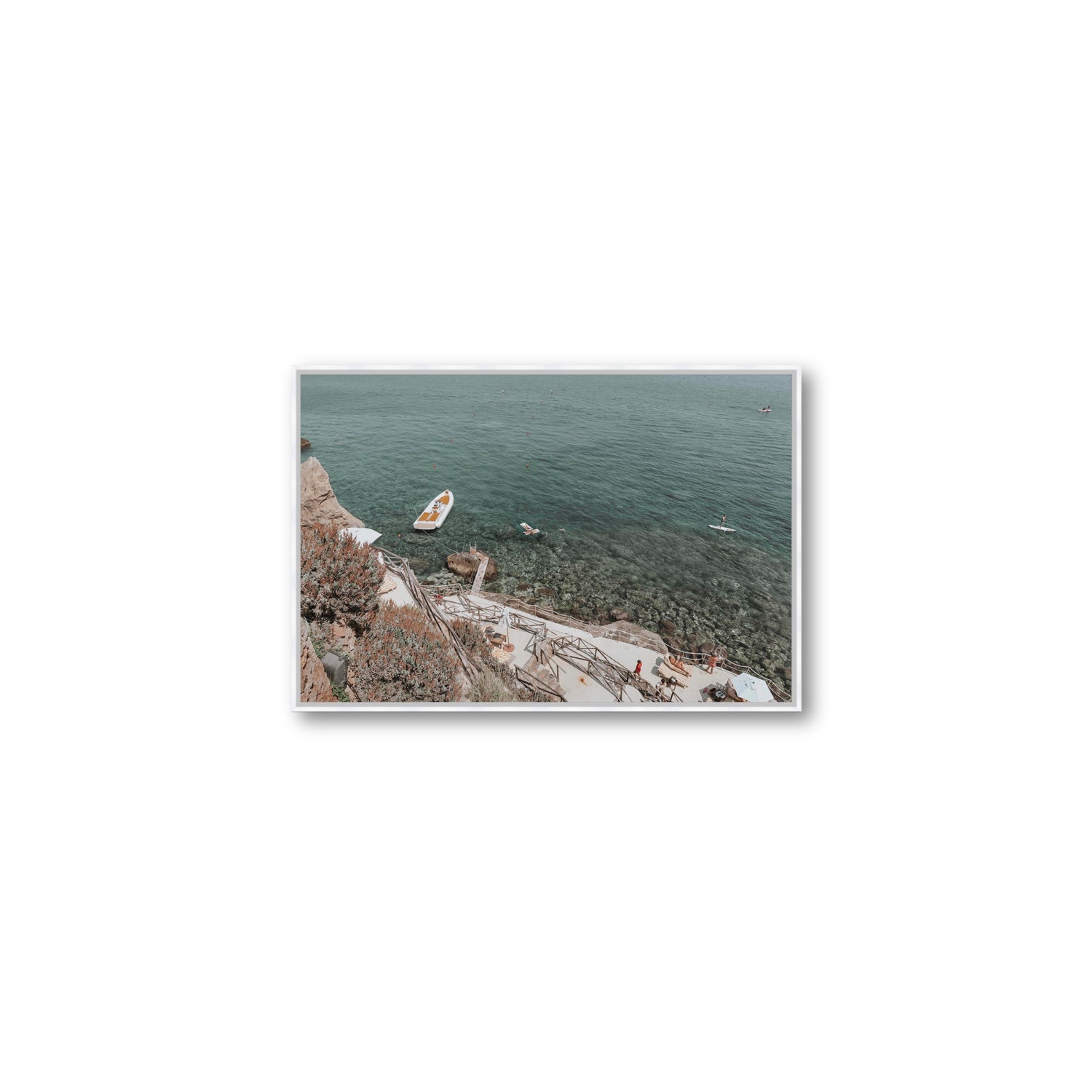 The Lagoon Tuscany coastal Italian wall art Medium fine art canvas in white float frame