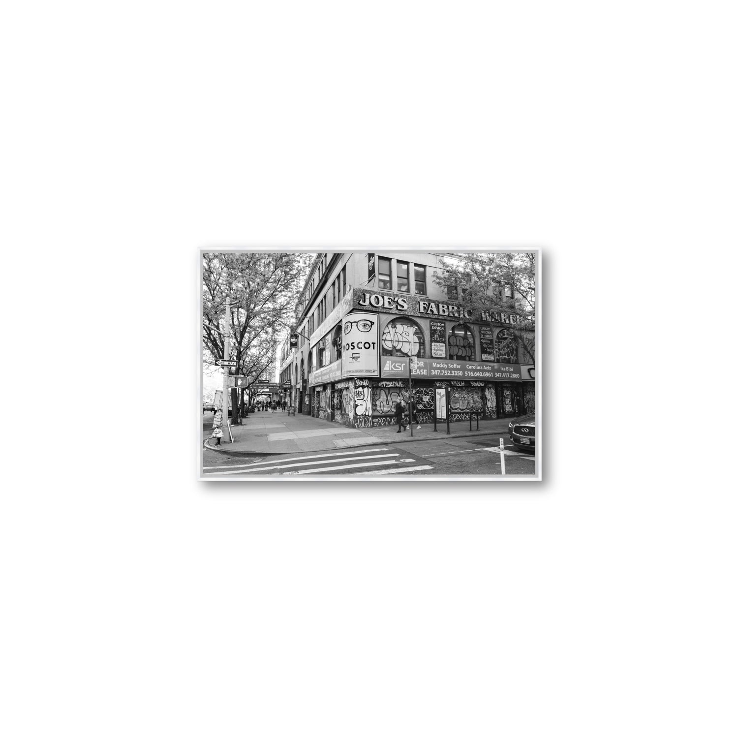 Wall Poetry New York NYC Black & White wall art Medium fine art canvas in white float frame