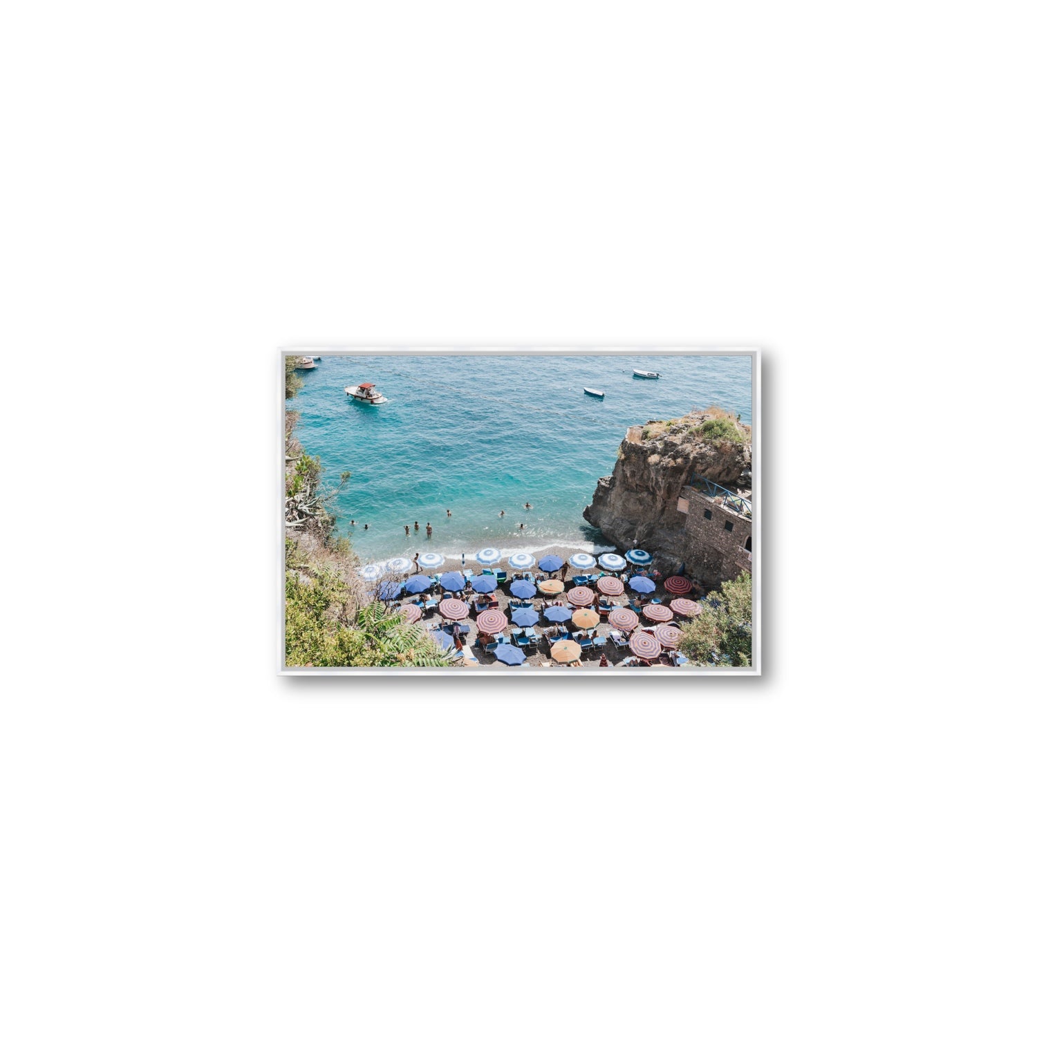 The Cove fine art print, Positano, Italy, Medium, White Float Frame, Fine Art Canvas