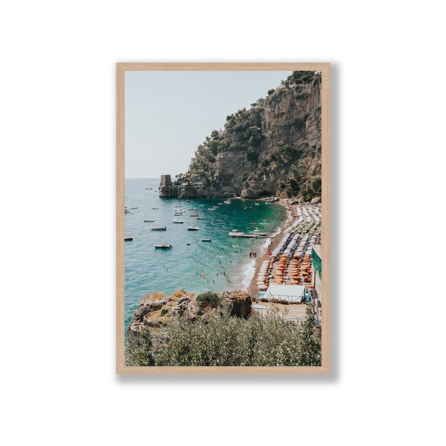 Baia dei Sogni fine art print, Positano, Italy, Giant, Natural Oak Frame · Full Bleed, Fine Art Print