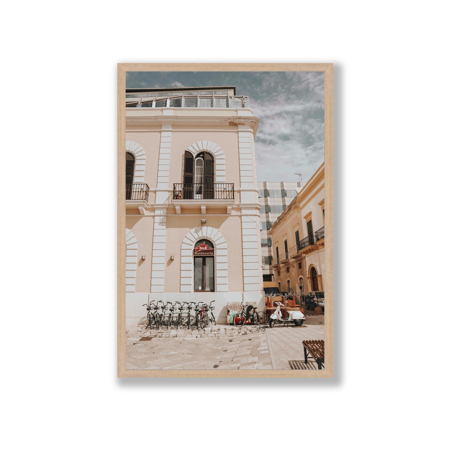 Rosticceria Puglia Italian wall art Giant full-bleed fine art print in natural oak frame