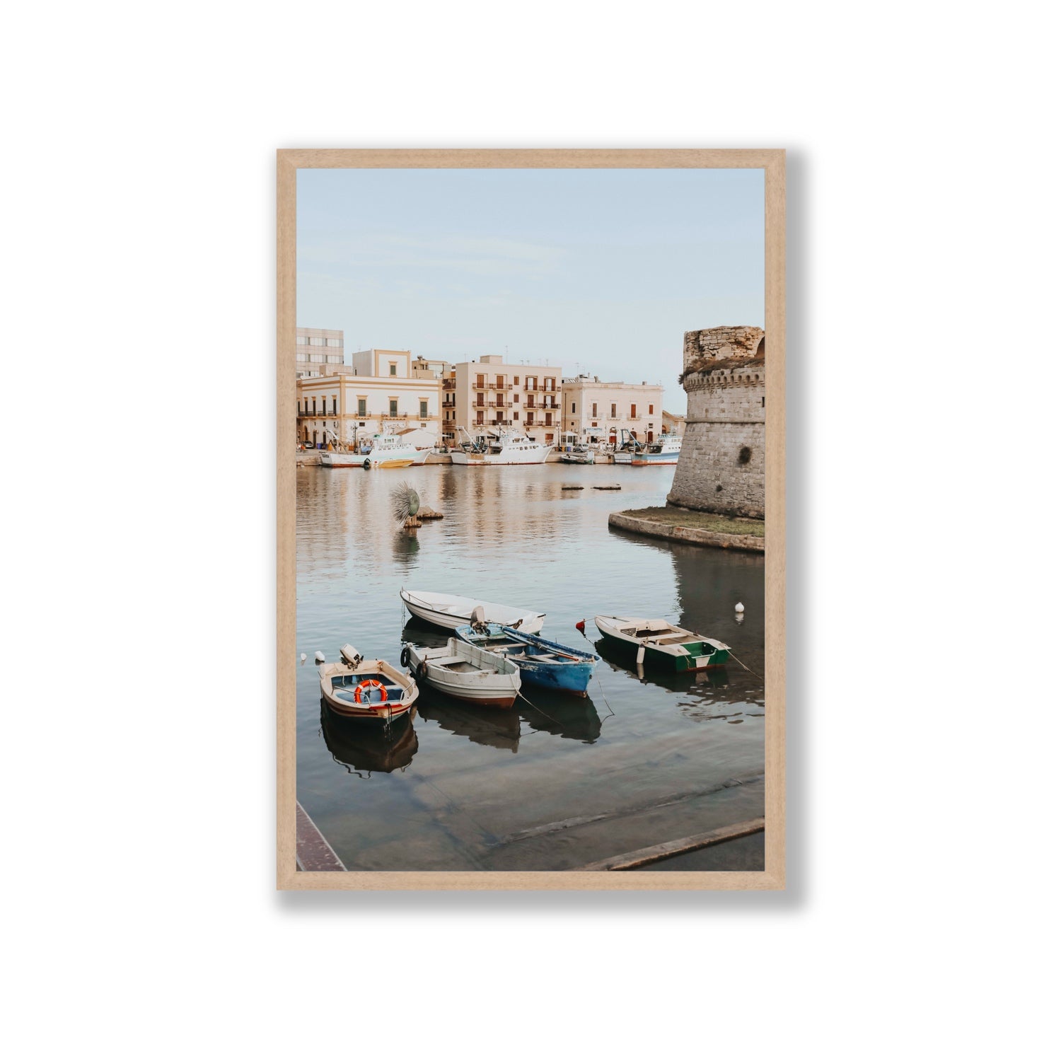 Fishing Legacy fine art print, Puglia, Italy, Giant, Natural Oak Frame · Full Bleed, Fine Art Print