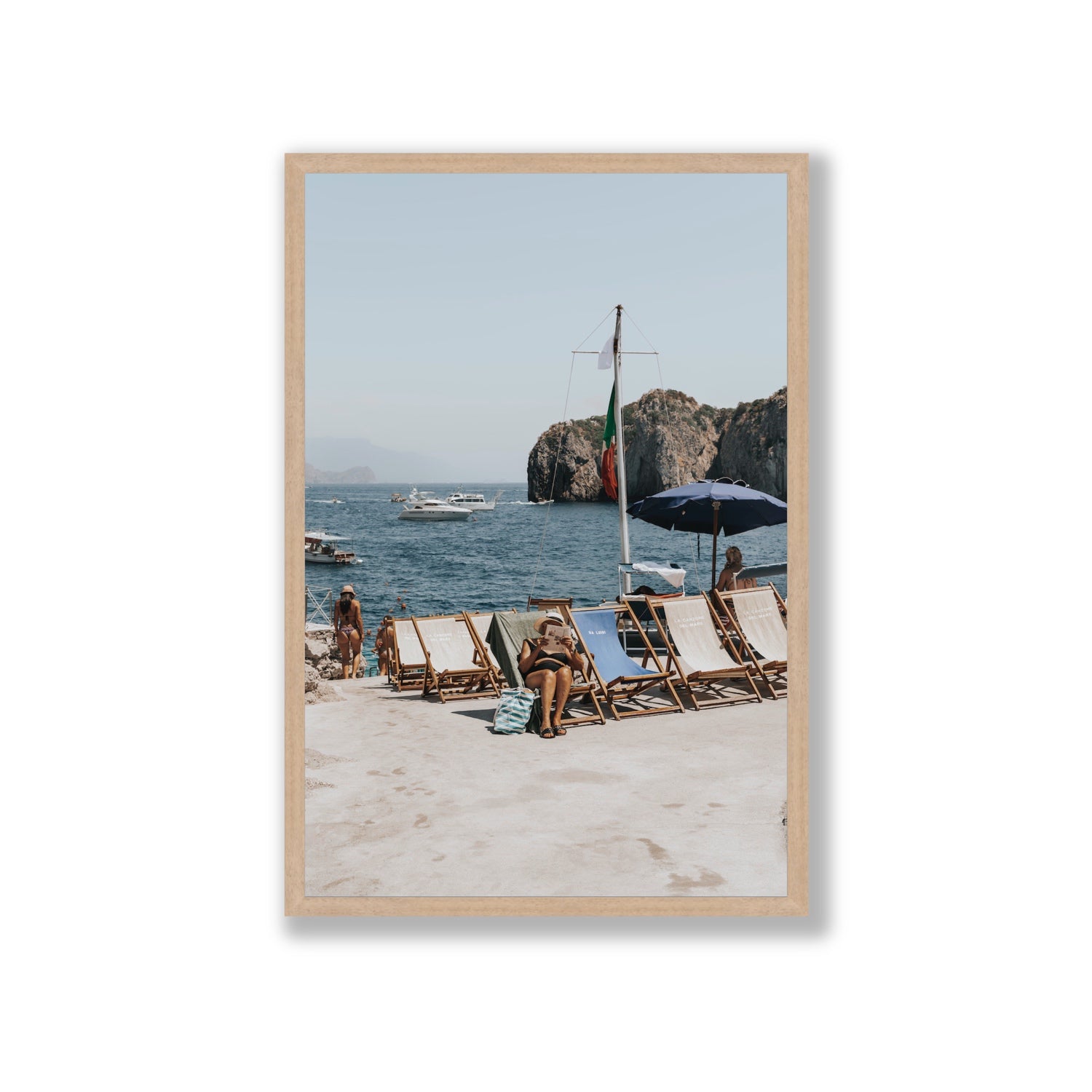 Vintage Sun Goddess fine art print, Capri, Italy, Giant, Natural Oak Frame · Full Bleed, Fine Art Print
