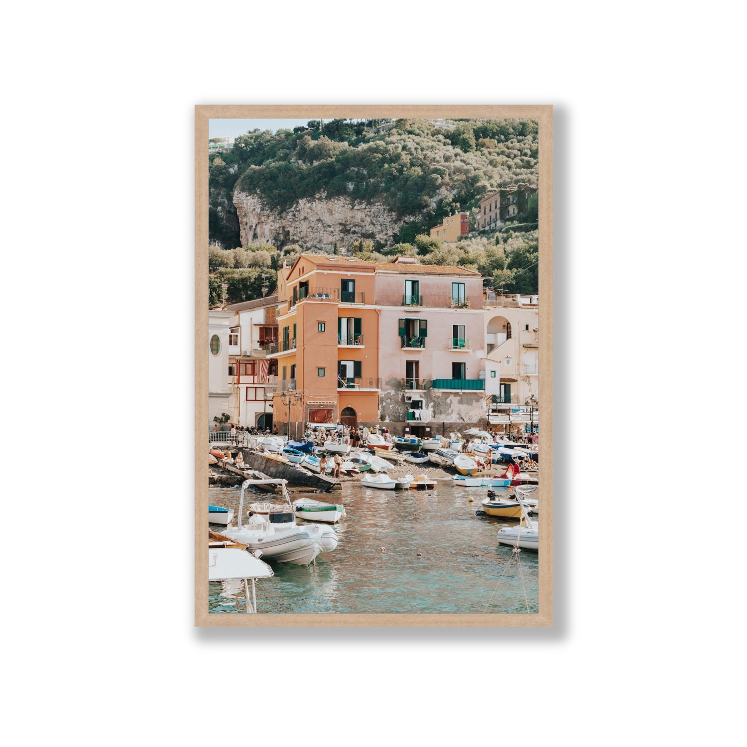 Boatyard Bliss fine art print, Sorrento, Italy, Giant, Natural Oak Frame · Full Bleed, Fine Art Print