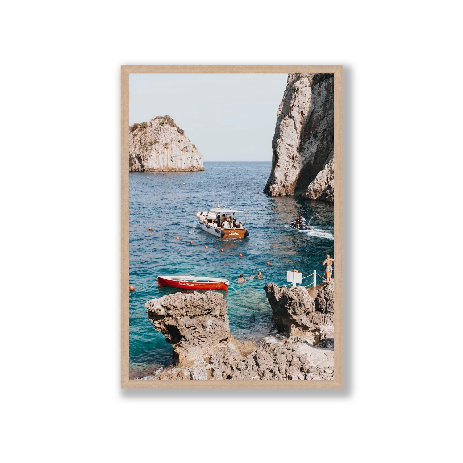 Set Sail fine art print, Capri, Italy, Giant, Natural Oak Frame · Full Bleed, Fine Art Print