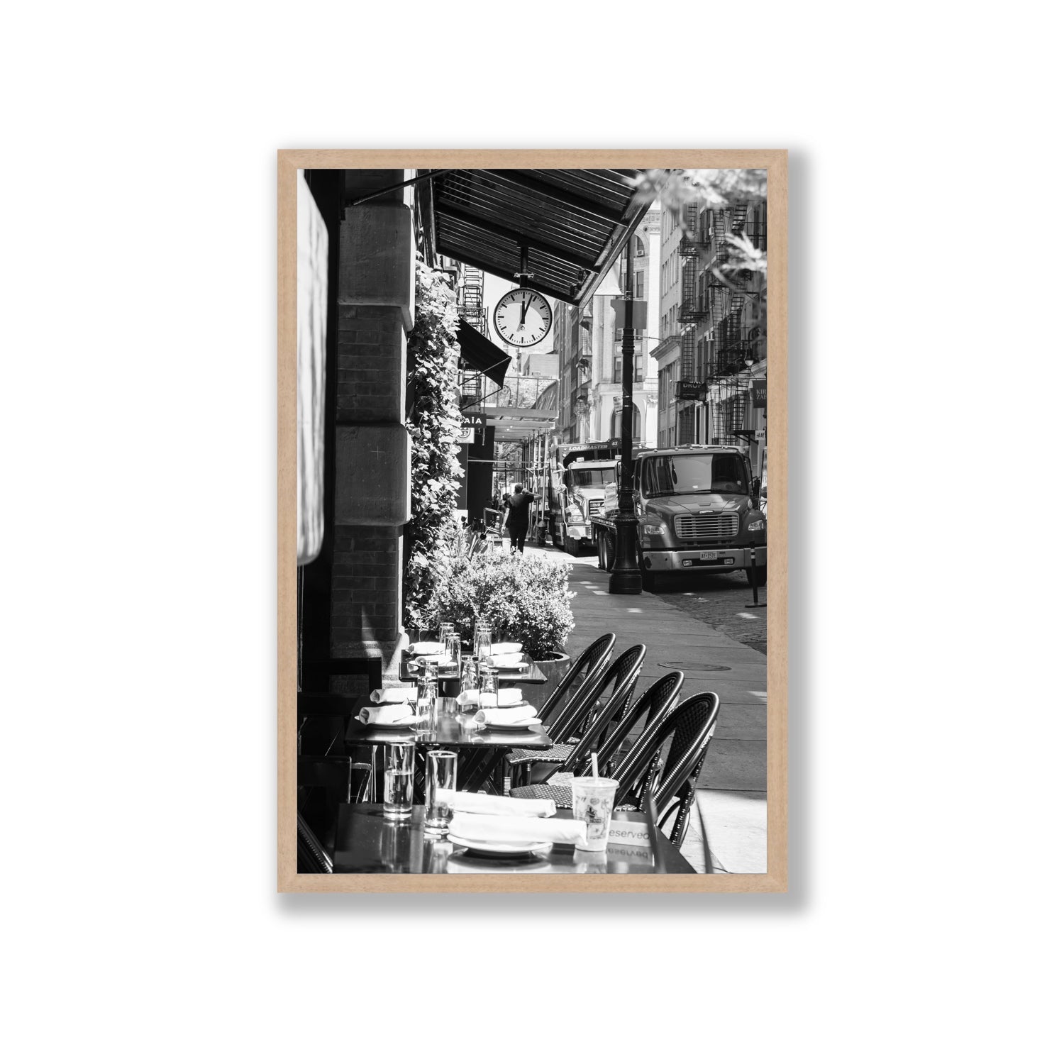 Mercer Street New York NYC Black & White wall art Giant full-bleed fine art print in natural oak frame