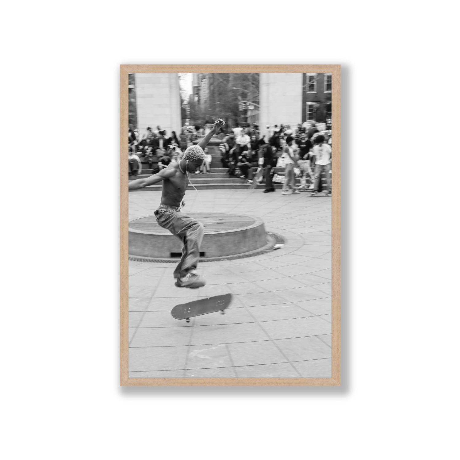 Airborne Rhythms New York NYC Black & White wall art Giant full-bleed fine art print in natural oak frame