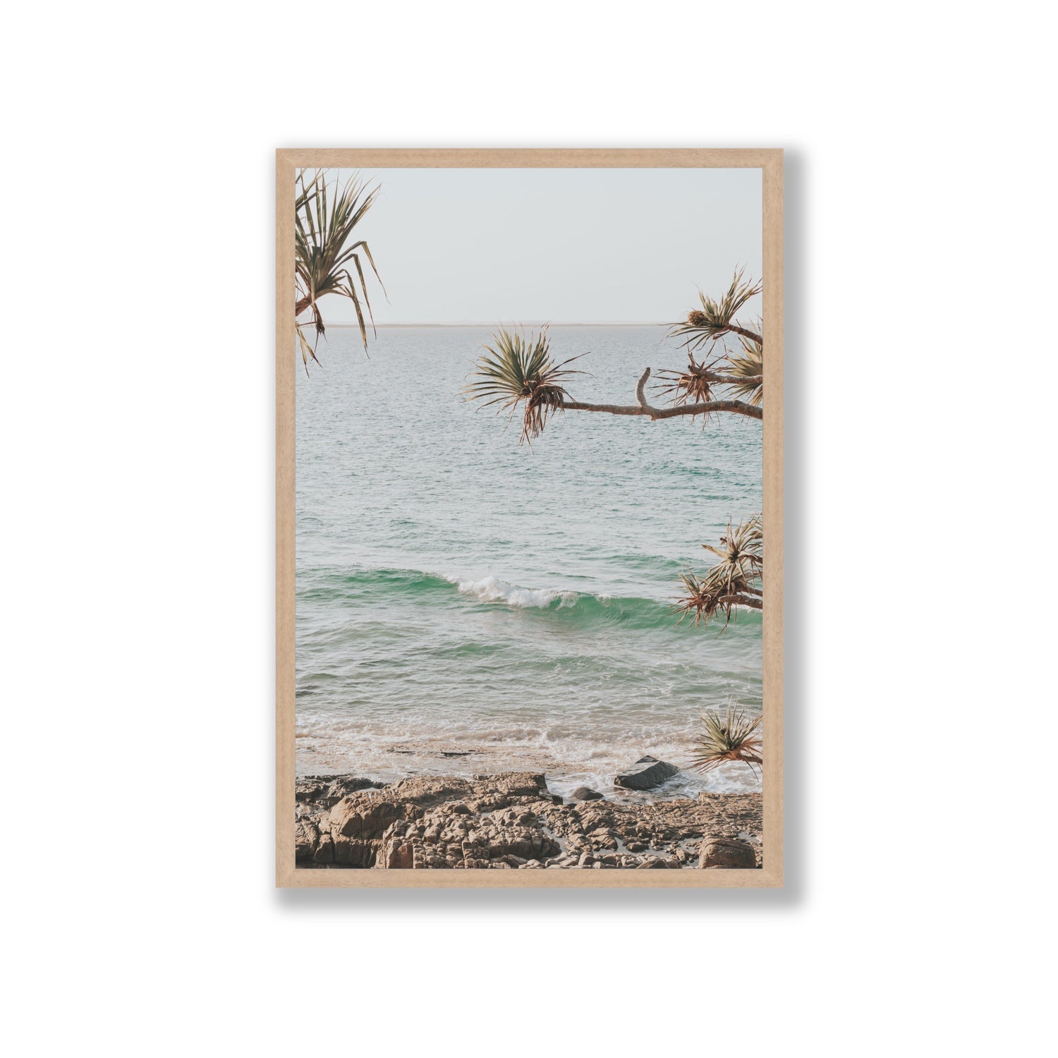 Good Vibrations fine art print, Noosa, Australia, coastal scenes artwork, Giant, Natural Oak Frame · Full Bleed, Fine Art Print