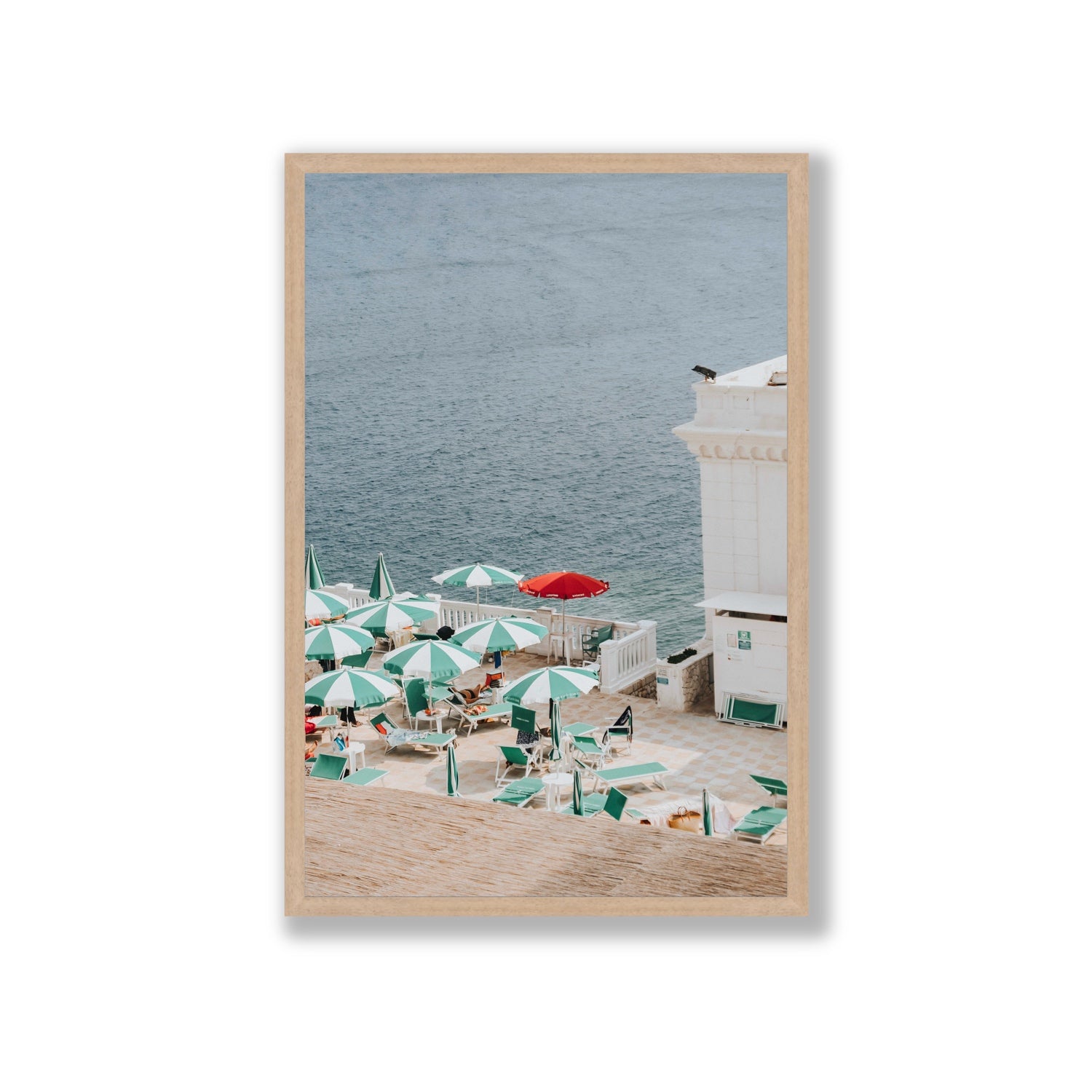 Lido Italiano Puglia beach Italian wall art Giant full-bleed fine art print in natural oak frame