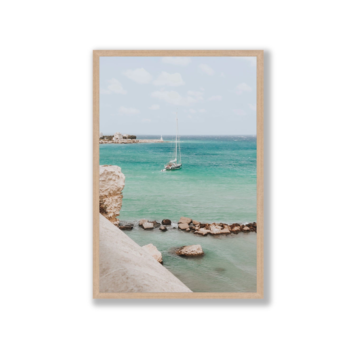 Seafarer's Dream Puglia Seafarer’s Dream coastal wall art Giant full-bleed fine art print in natural oak frame