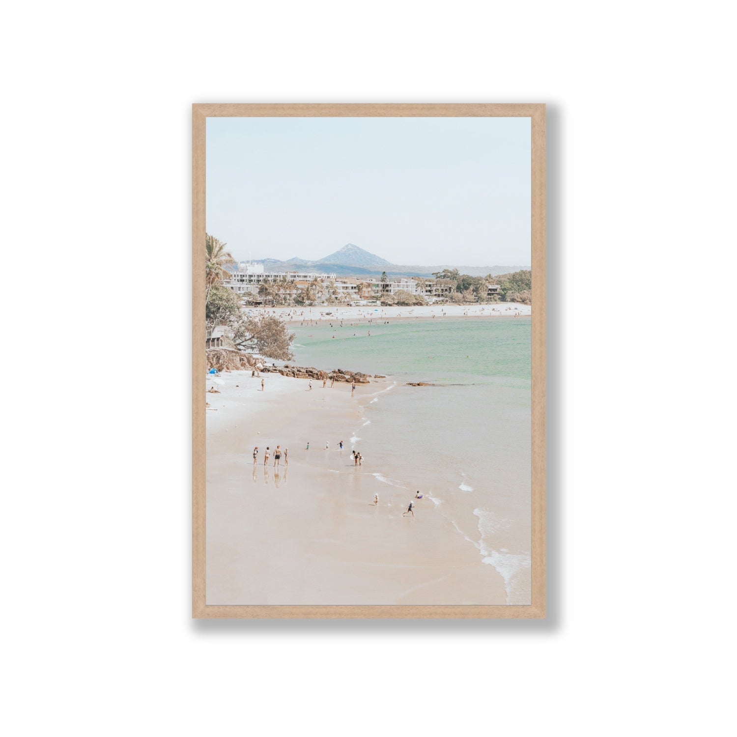 Little Cove Shallows fine art print, Noosa, Australia, coastal scenes artwork, Giant, Natural Oak Frame · Full Bleed, Fine Art Print