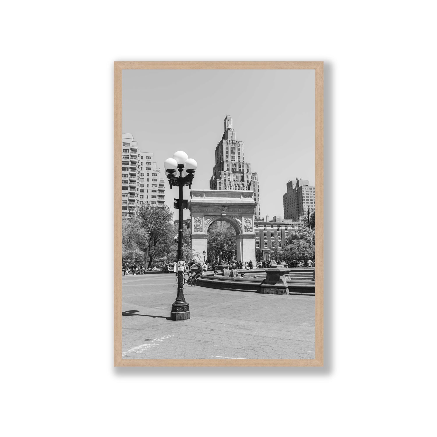 Pole Position New York NYC Black & White wall art Giant full-bleed fine art print in natural oak frame