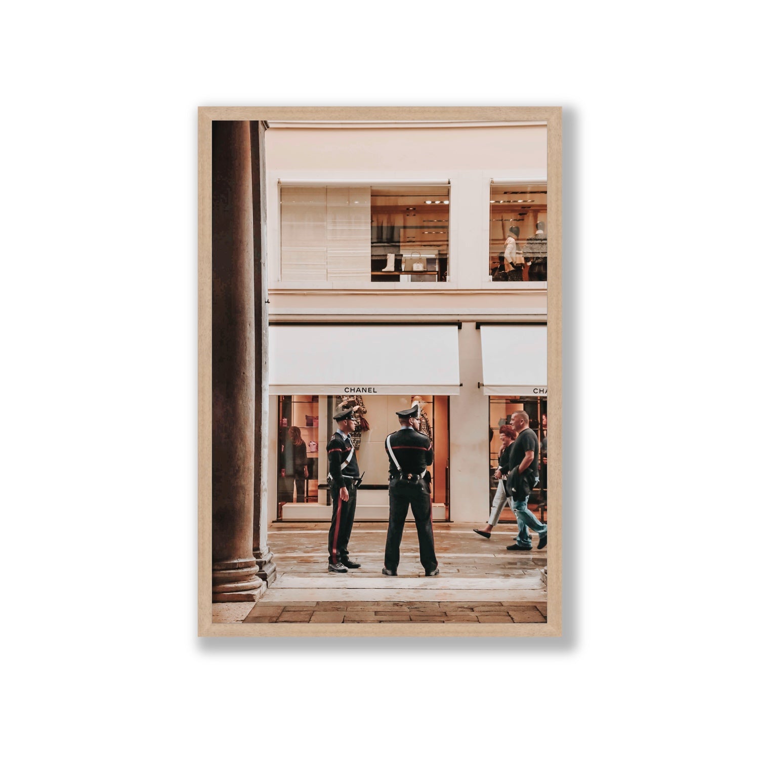 Style Police Venice Italian wall art Giant full-bleed fine art print in natural oak frame