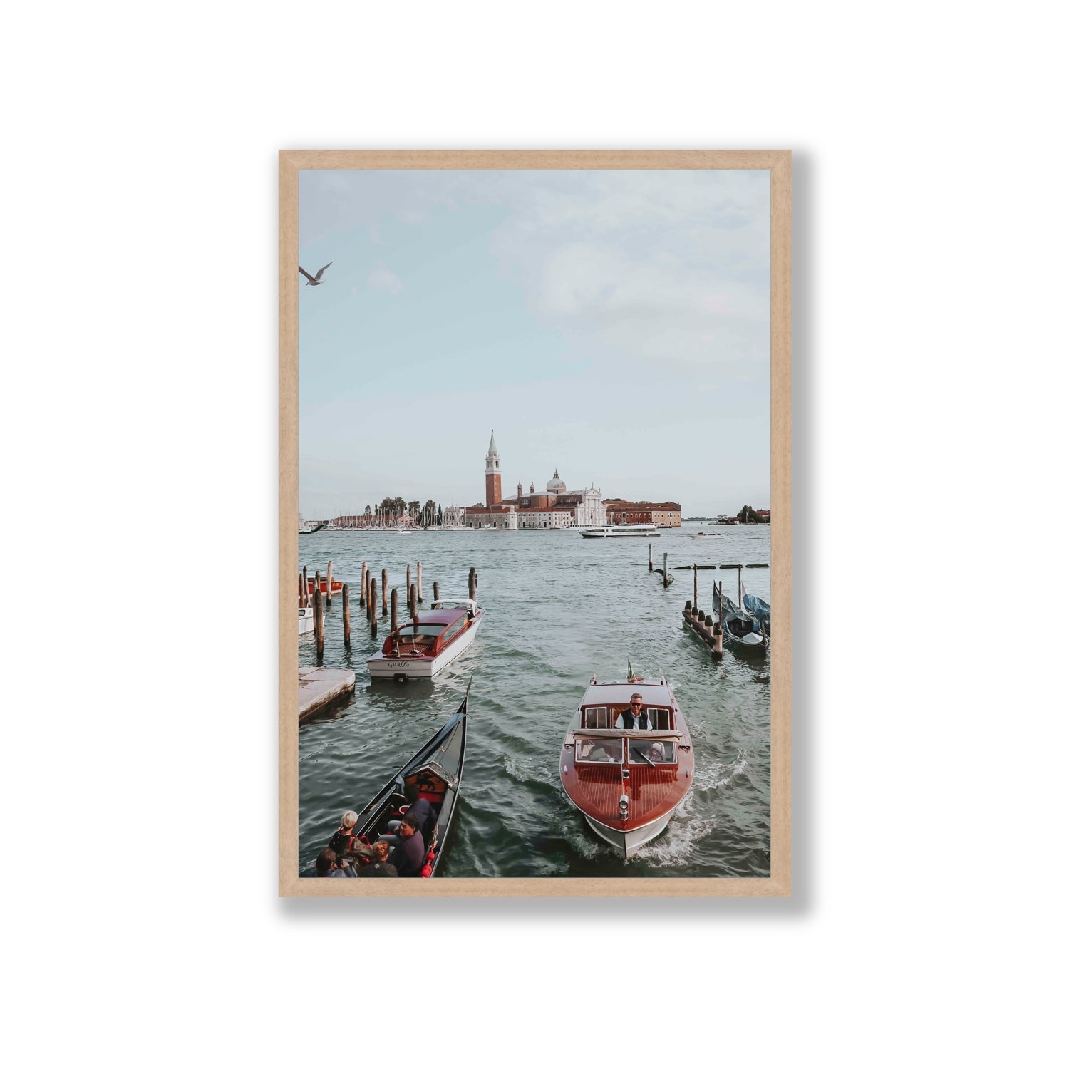 Galleggiante Venice Italian wall art Giant full-bleed fine art print in natural oak frame