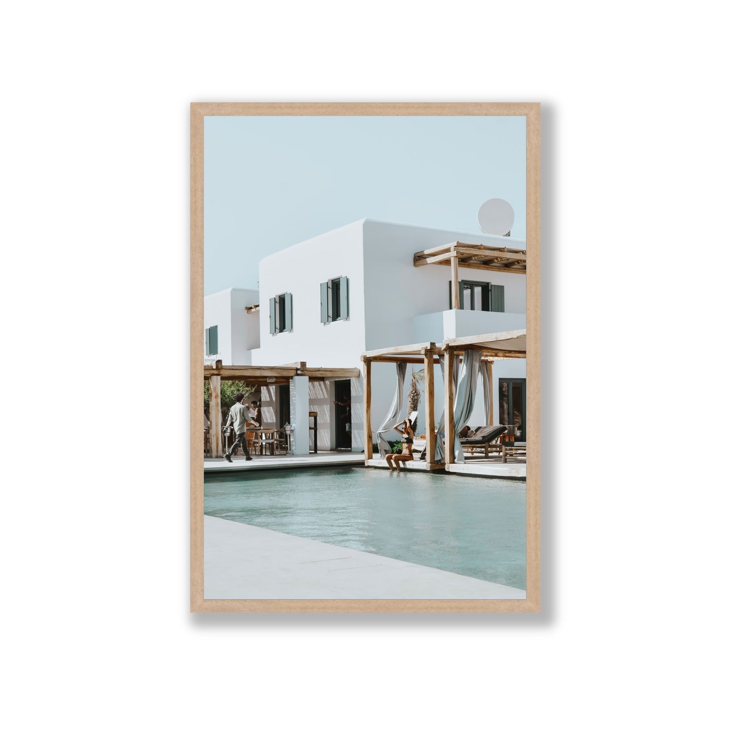 Aphrodite Mykonos Greek island wall art Giant full-bleed fine art print in natural oak frame