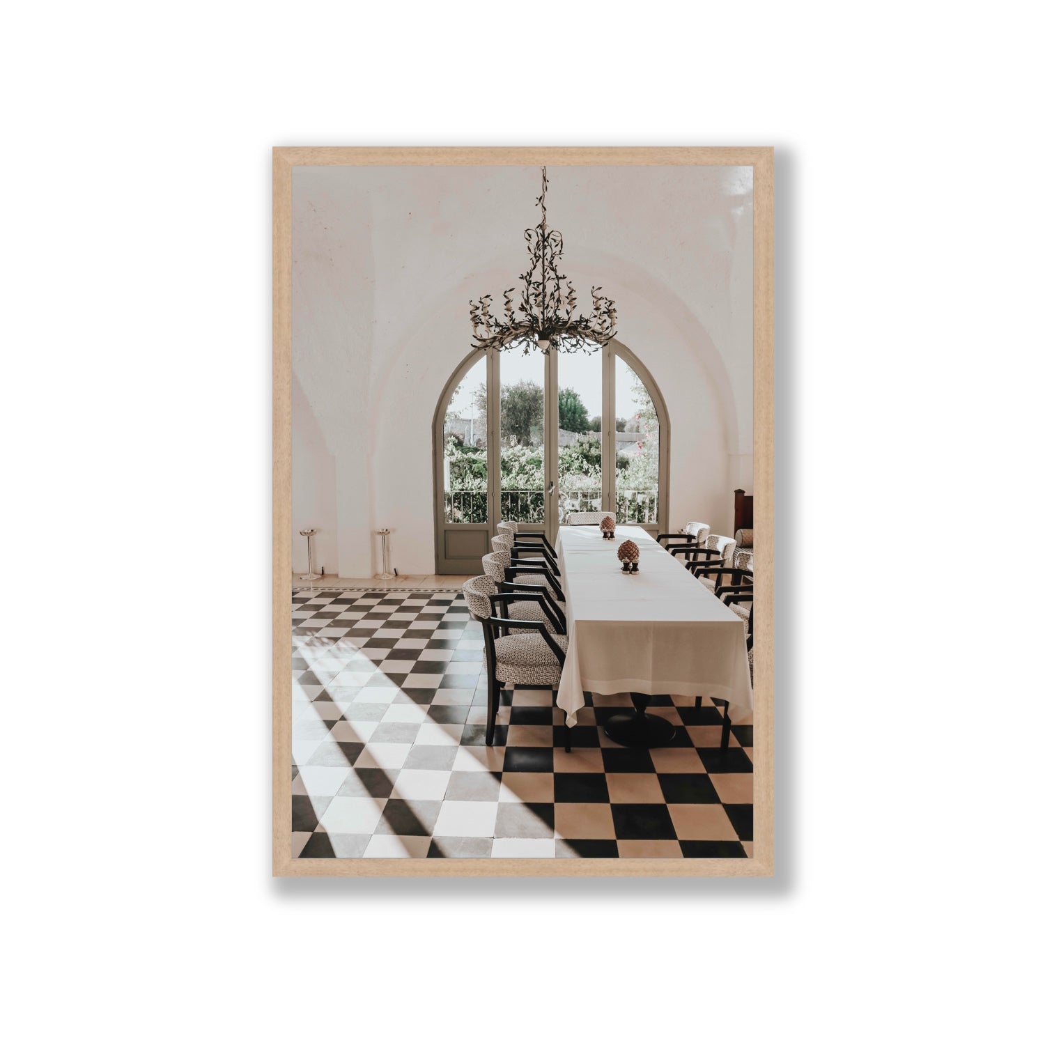 Sunbeam Feast Puglia Wall Italian fine art print Giant full-bleed fine art print in natural oak frame