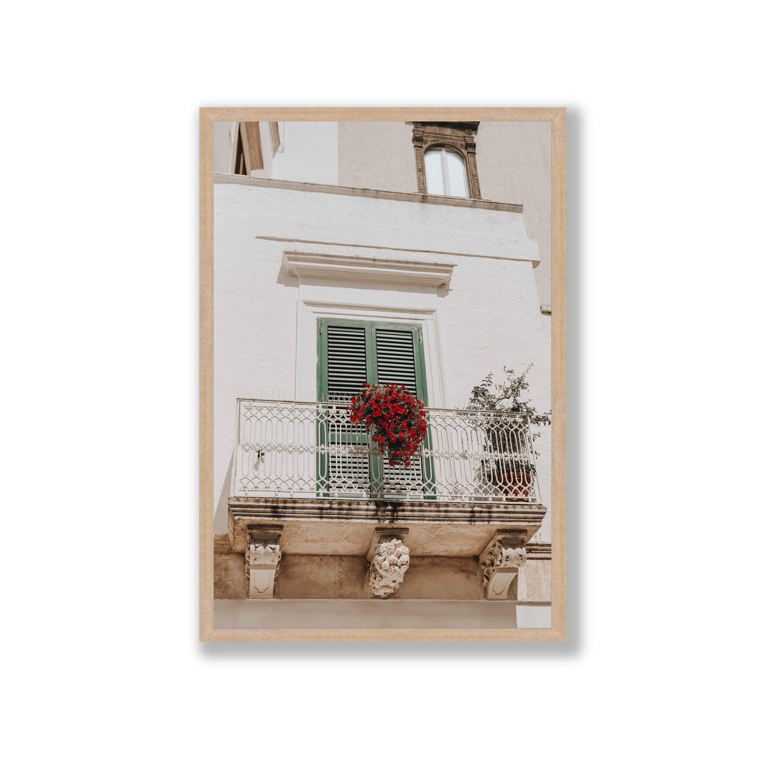 Balcone Estivo Puglia Italian wall art Giant full-bleed fine art print in natural oak frame