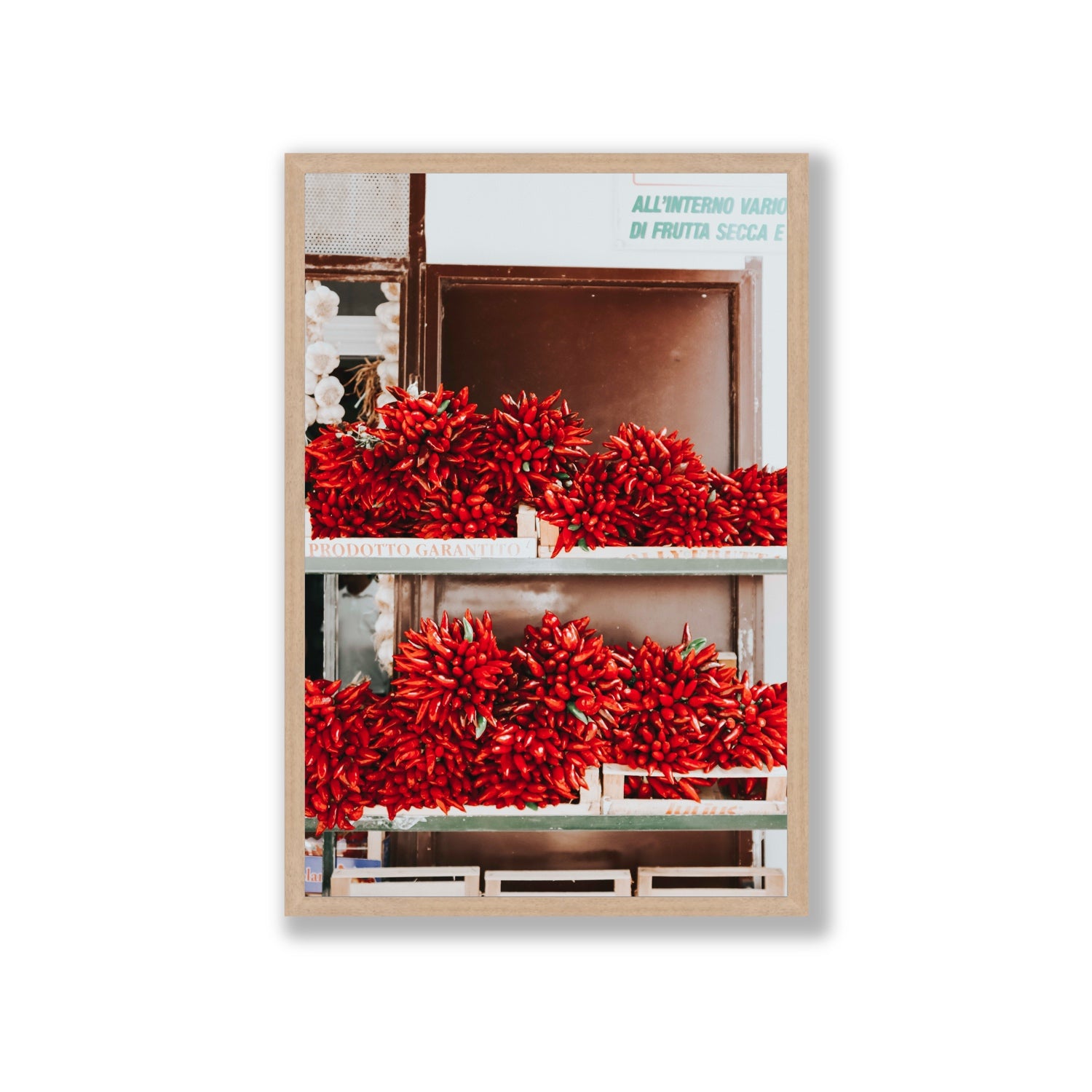 Hot Harvest Puglia Italian wall art Giant full-bleed fine art print in natural oak frame