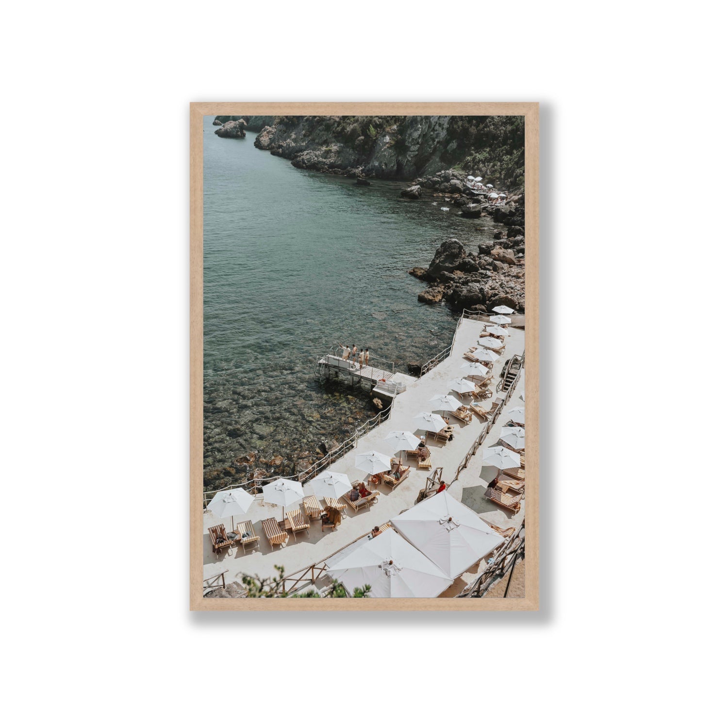 Pier Perspectives Tuscany coastal Italian wall art Giant full-bleed fine art print in natural oak frame